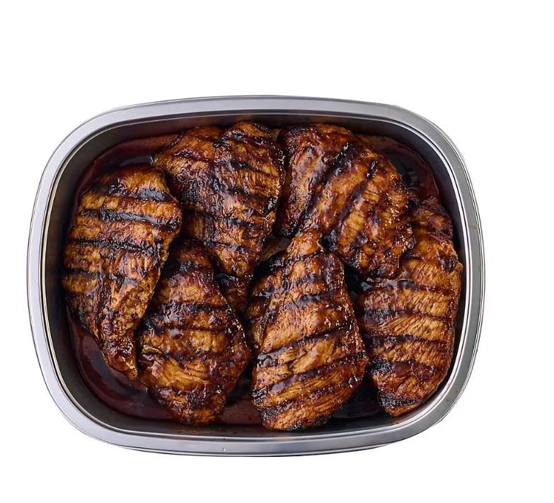 Grilled Teriyaki Chicken Breast meal includes six fresh, expertly trimmed chicken breasts, marinated in teriyaki sauce and fire grilled. Serve with rice and a vegetable for a dinner experience, top a salad, or add to a bulkie roll for a lunch. Perfect for a picnic or beach getaway. [ 28.8 oz , 1.8 lb ]