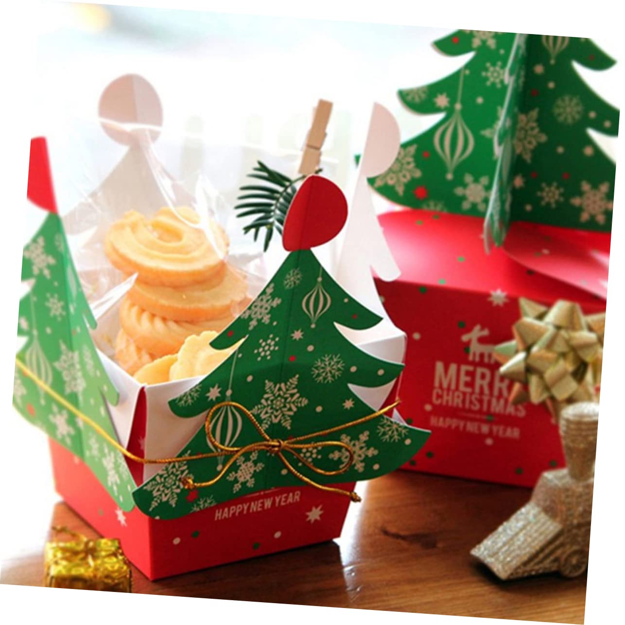 KOMBIUDA 3 Juegos de Cajas de Dulces Navideñas Resistentes Soportes de Papel para Envolver Y Decoraciones de Fiesta Unidades X 3