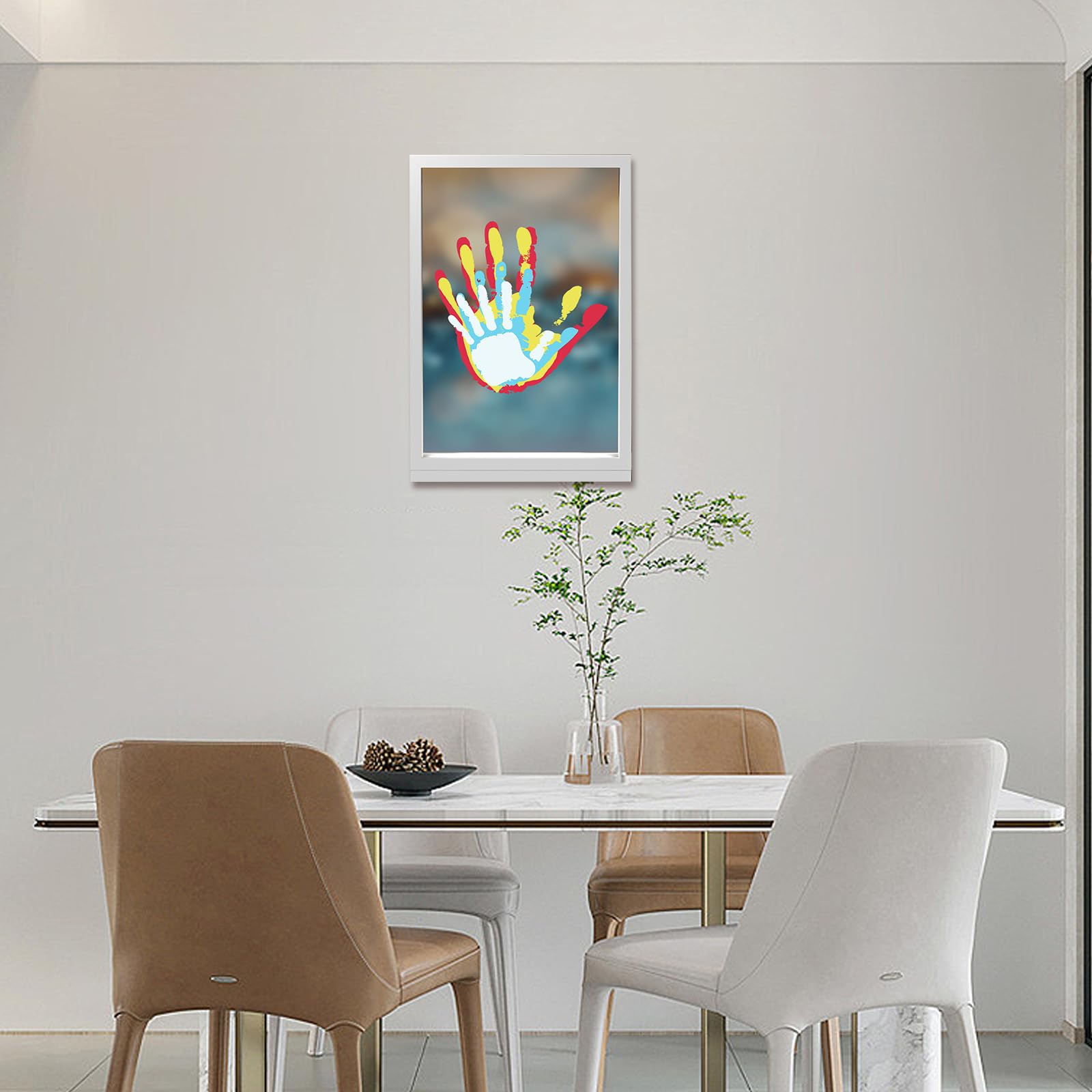 SciFiVisi Familien Handabdruck Set mit LED Nachtleuchte Fußabdruck Baby Set und für die Ganze Familie mit 4 PS-Platten,handabdruck set für paare, Holzrahmen Zum Basteln für Geschenk (Weiß)