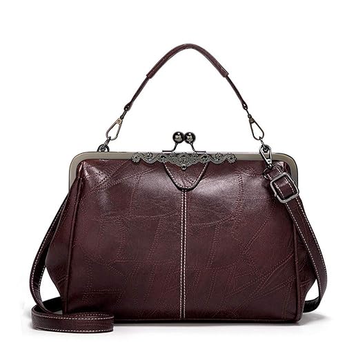 Segater® Women Retro Hollow Oil Wax PU Leather Handbag Kiss