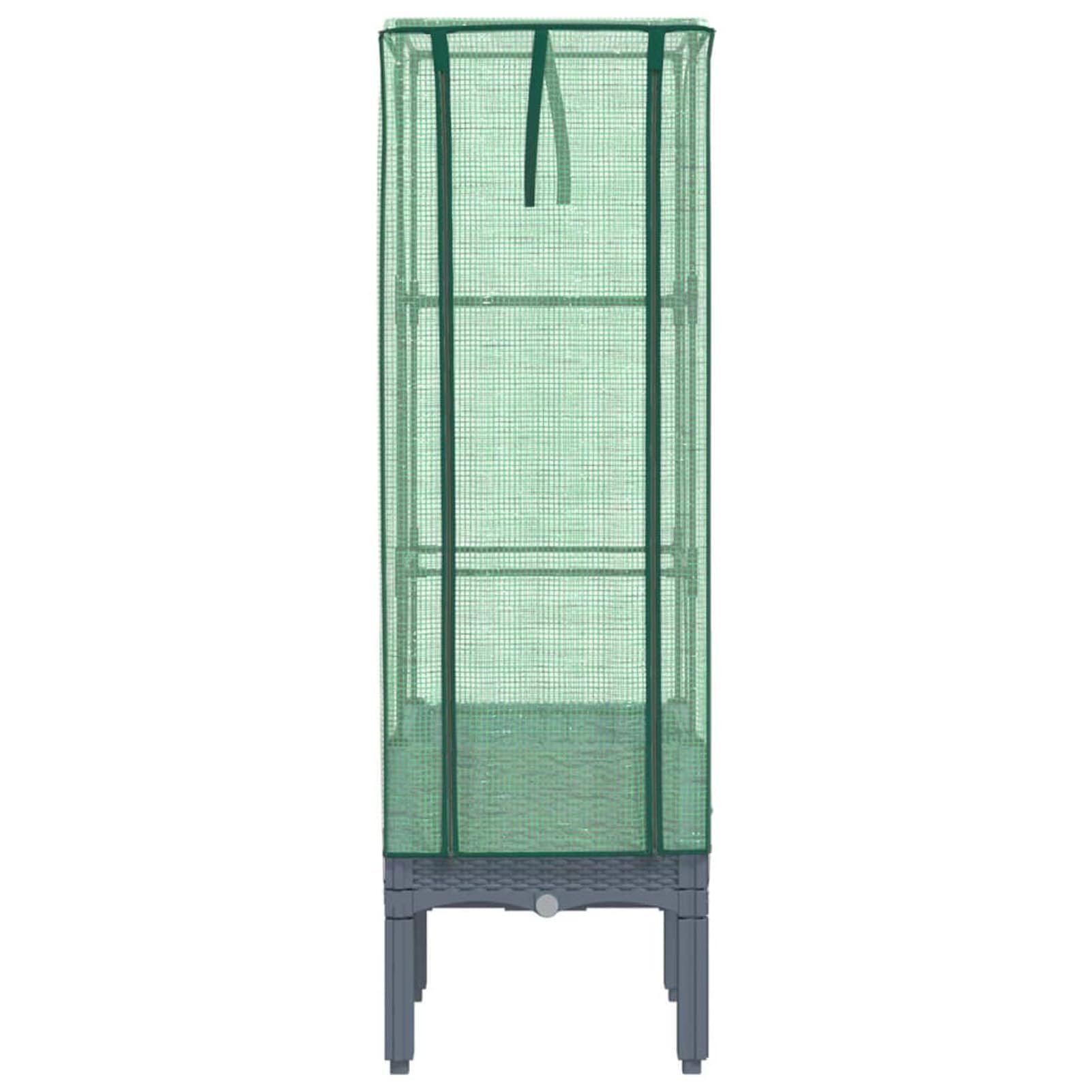 Homgoday Bancal alto con accesorio de invernadero, jardinera, jardinera, jardinera, jardinera, jardinera, para balcón, jardín, terraza, aspecto de ratán, 40 x 40 x 140 cm, azul y gris