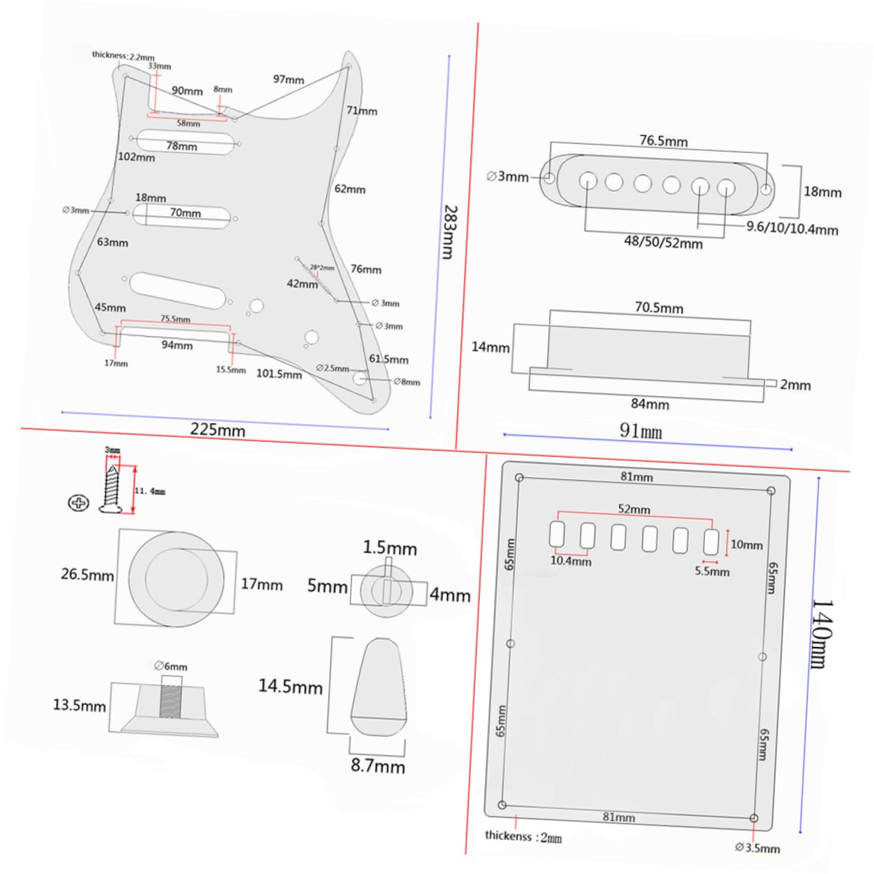 Abaodam Diy Electric Guitar Kit Bridge System Style Full Accessories Kit White Electric Guitar Set