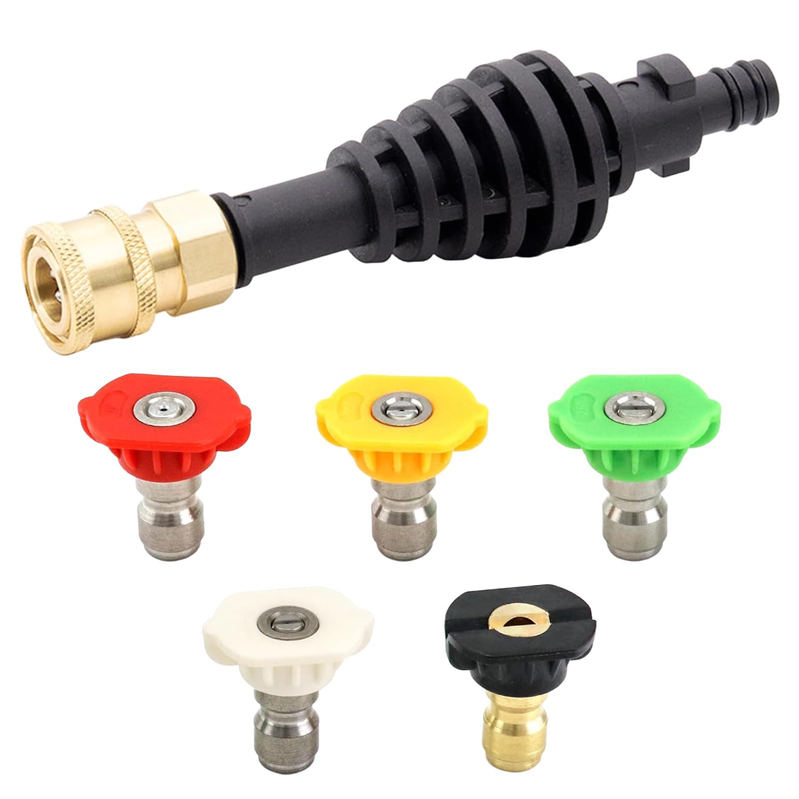 SHYSBV Worx WA4013 Short Lance Extension Rod Adapter, Pressure Washer Gun Accessories 5Pcs Spray Nozzle Tips, Quick Connect Replacement for Worx WG629E WG630 WU629 WG644 Car Cleaning Tools