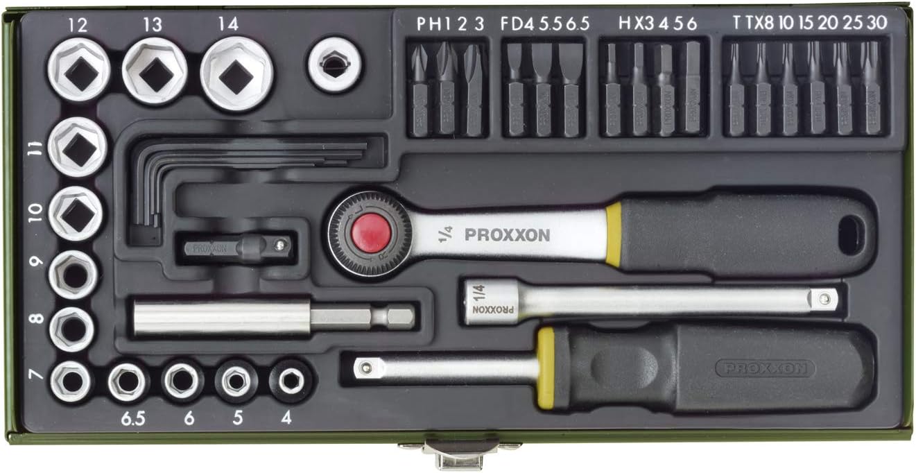 Proxxon 23070 38-Piece 1/4-Inch Drive Screwdriver/Socket Set with Magnetic Adapter