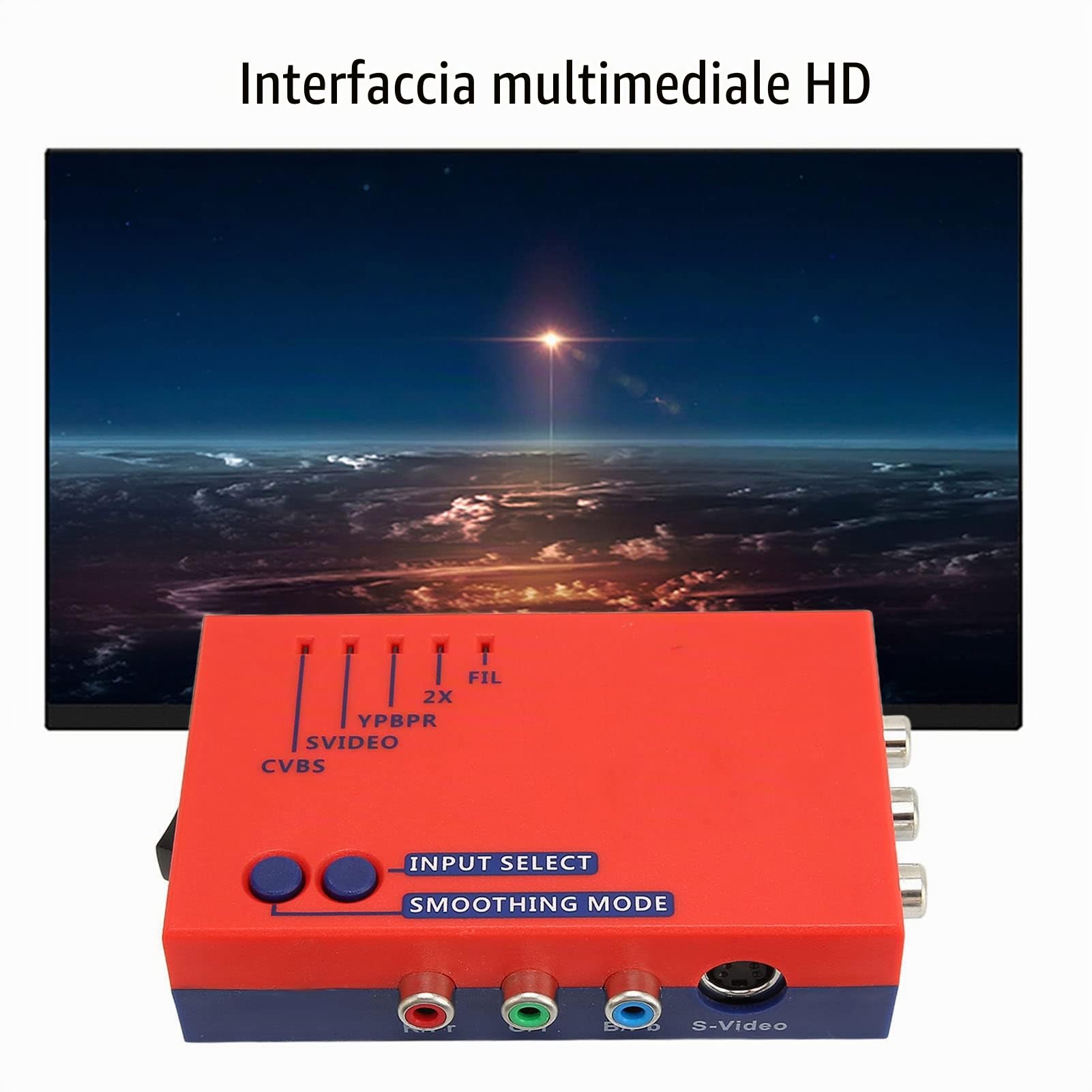 Retroscaler2x AV a HDMI Converter - Moltiplicatore di Linea di Latenza Zero, Supporta NTSC e Pal, 240p/480i/288p/576i a 480p/576p Upscaler per Console di Gioco retrò (Rosso)
