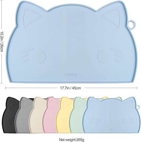 Miniatura 51 de Coomazy Tapete de comida para gatos, tapete de alimentación para perros más grueso para alimentos y agua, tapete de silicona antideslizante