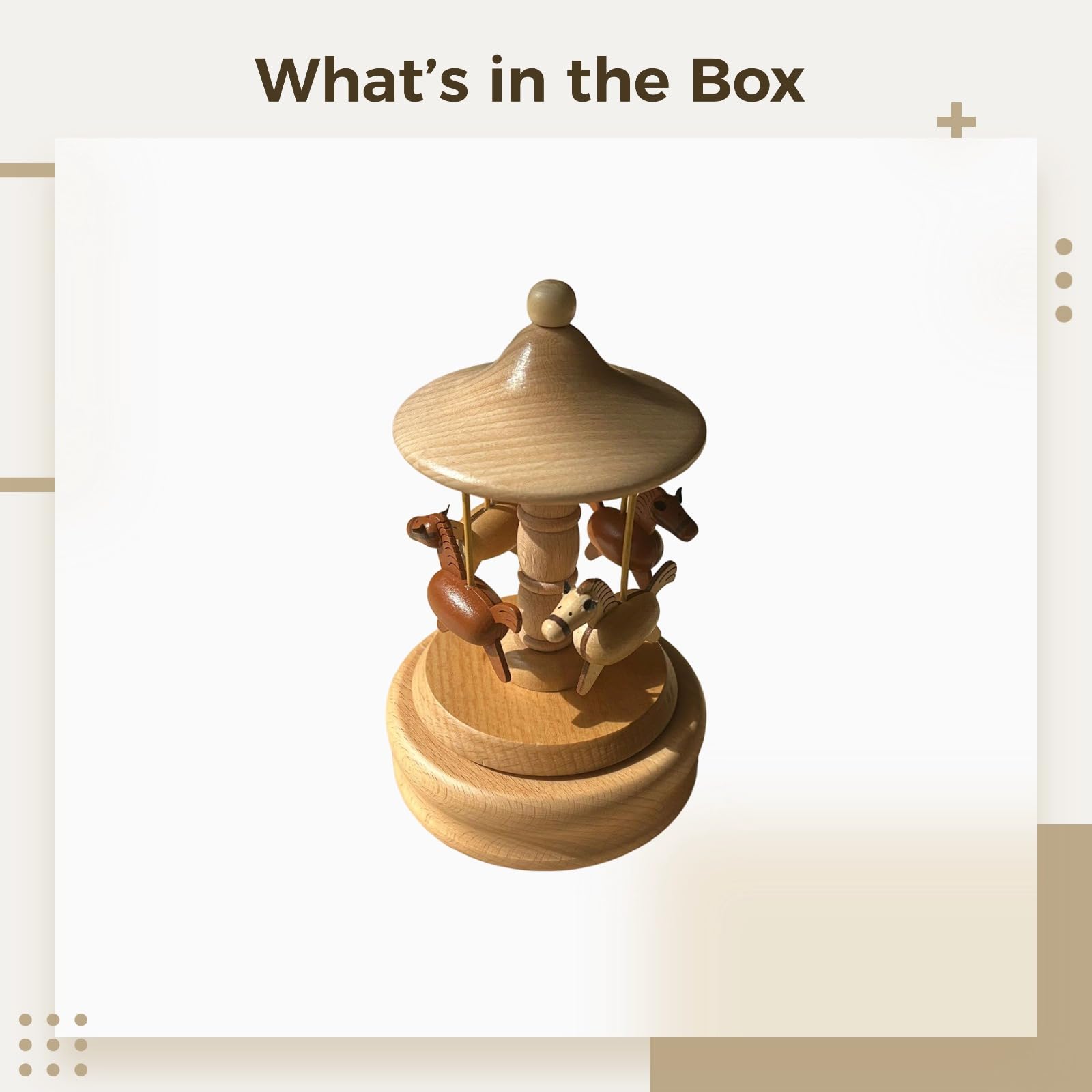 Caja de música de carrusel de madera, caja de música giratoria con madera de haya, tallas intrincadas, decoración de carrusel de caballos, regalo para Navidad, San Valentín, cumpleaños