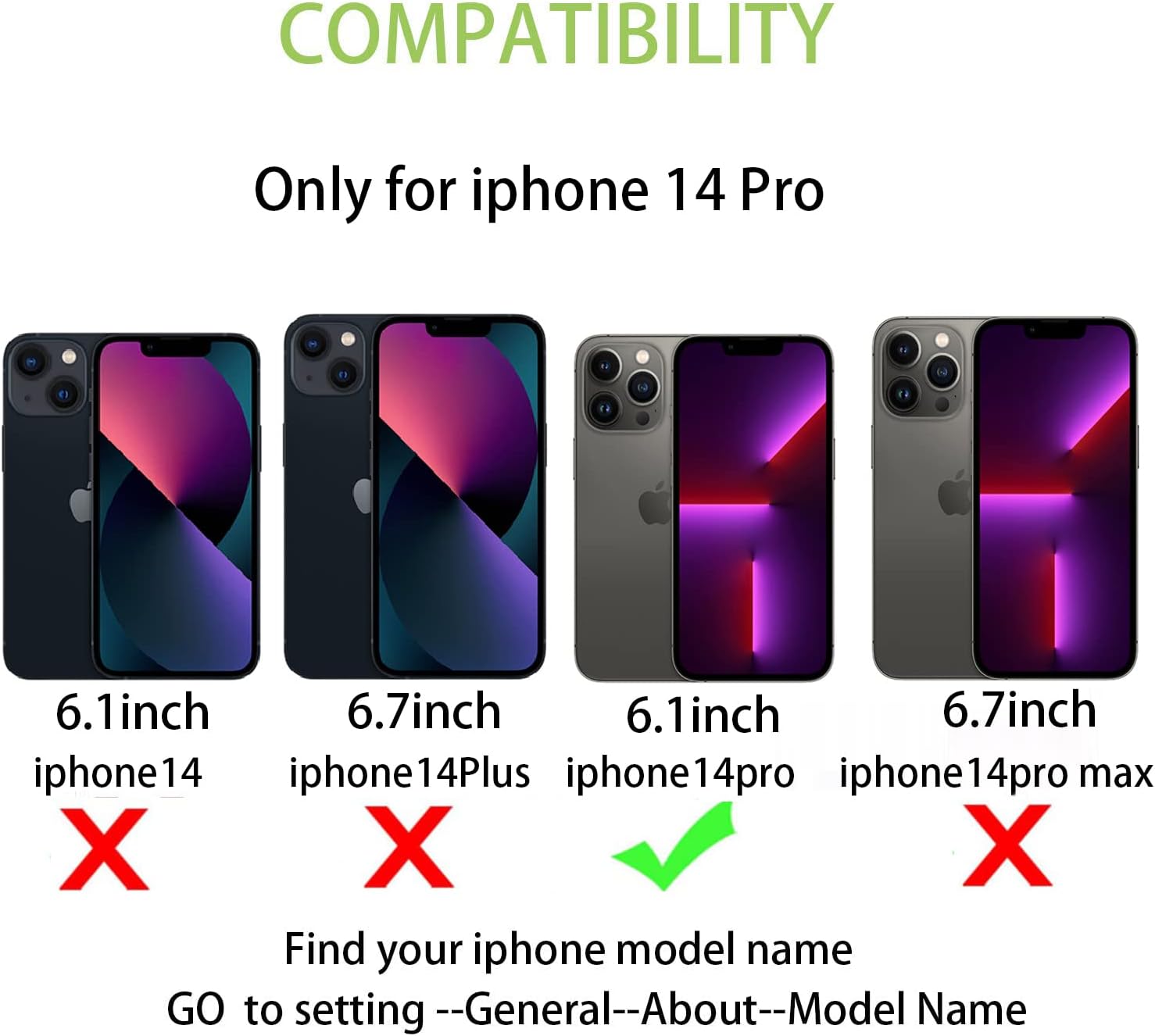 Cavor for iPhone 14 Pro Case Wallet with Card Holder for Women,Stand and Strap,for iPhone 14 Pro Phone Case Full Body Shockproof Protective Case-Black - Image 2