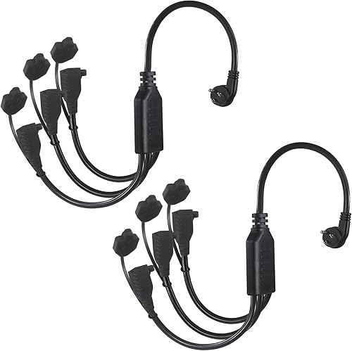 Paquete de 2 Divisor de cable de extensión de alimentación de 1.5 pies, 1 a 3 vías, divisor de alimentación de 3 tomas de corriente de 18 pulgadas,