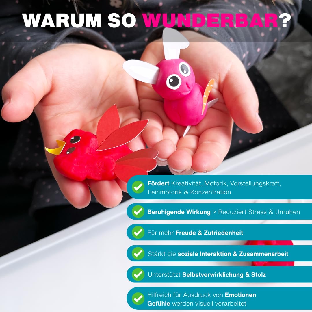 KNETÄ Knete ab 1 Jahr I Party Set I 8x 100g vegane Kinderknete inkl. 2x Bastelkarte Tiermotive I Playdough I Kindergeburtstag