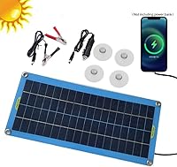 Vista 2 de 30W Solar Car Battery Charger, 12V Polycrystalline Solar Panel Car Battery-Charger with Blocking Diode to Prevent Reverse-Discharge for Vehicle &