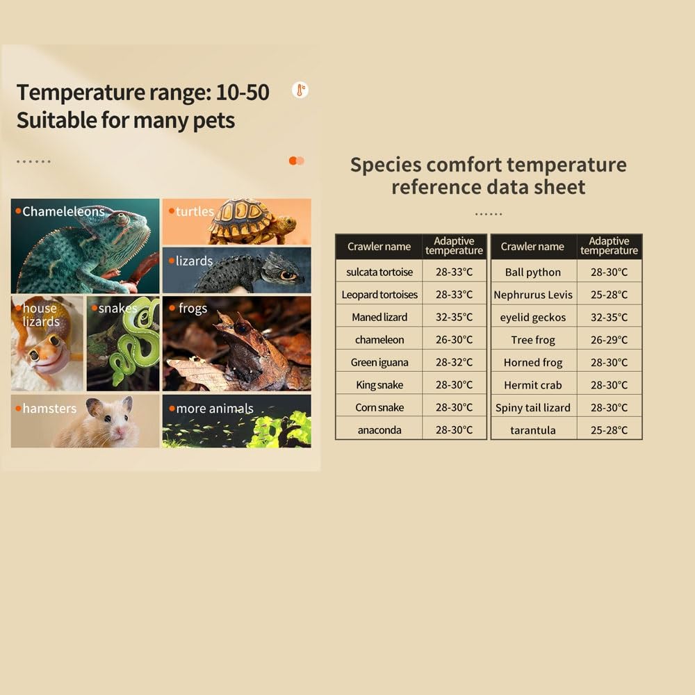 Tappetino riscaldante regolabile per rettili da terrario, tappeto termico impermeabile per serpenti, lucertole, tartarughe, gechi, anfibi - Riscaldatore subacqueo con termostato(53*103cm(110W))