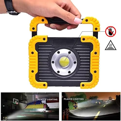 Yxqua Rechargeable Work Light, 30W Led Portable Flood Light, Super Bright Ip65 Waterproof With Usb Power Bank,180° Adjustable Stand For Job Site Lighting Outdoor Camping Emergency Car Repairing #TOP3