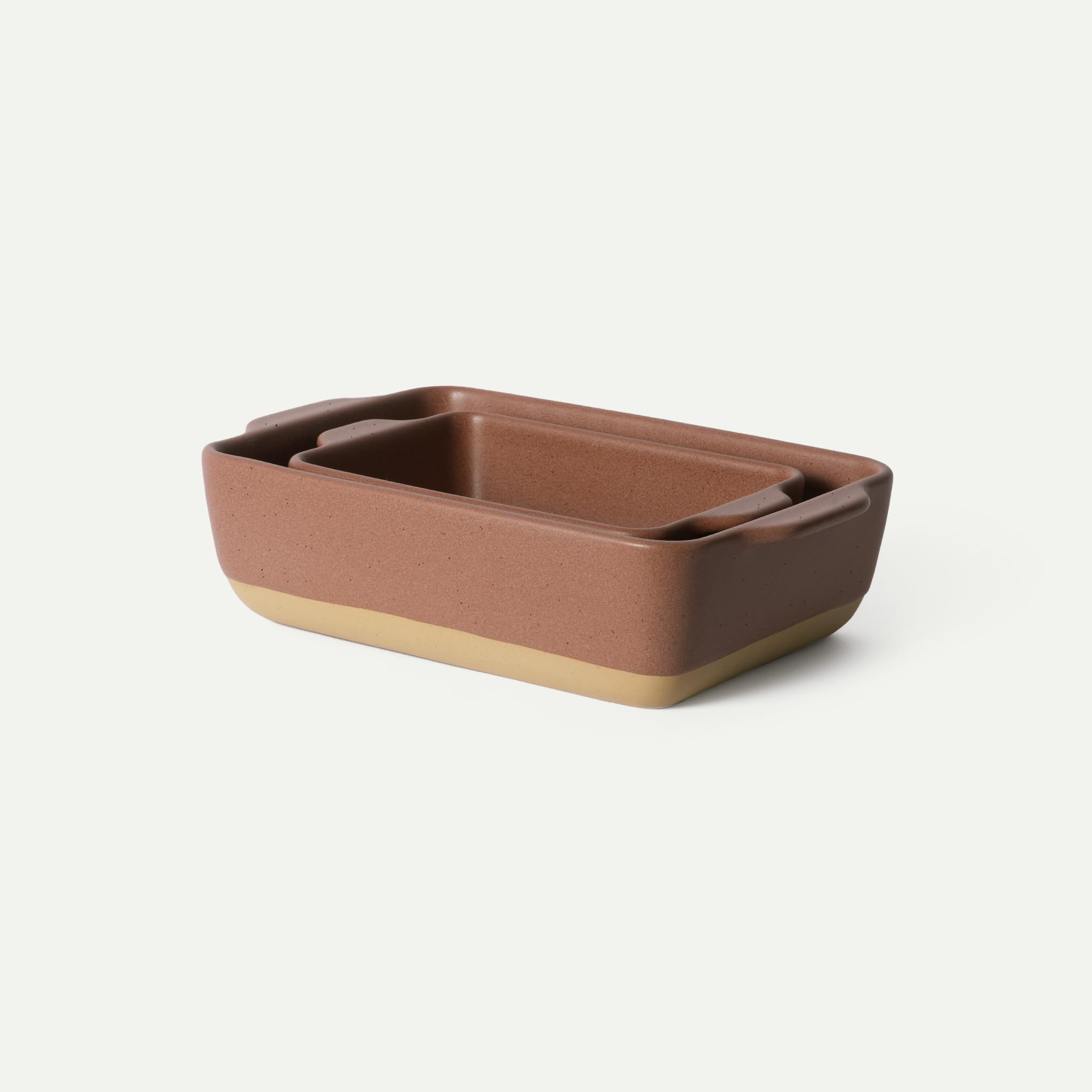 Mora Ceramic Set of 2 Baking Dishes For Casserole, Banana Bread, Brownies, Broiling, Roasting, and Baking. 7x11 in and Loaf Pans - Porcelain Serving Bakeware from Oven to Table. Freezer Safe - Toasted Terracotta