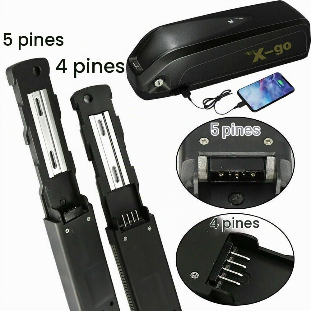 X-go Bateria Bicicleta Electrica 48V 36V/ 10AH 13AH 15AH con Cargador y Placa Base 4-Pin/5-Pin, Batería Ebike Li-Ion para Motor 50W-1000W
