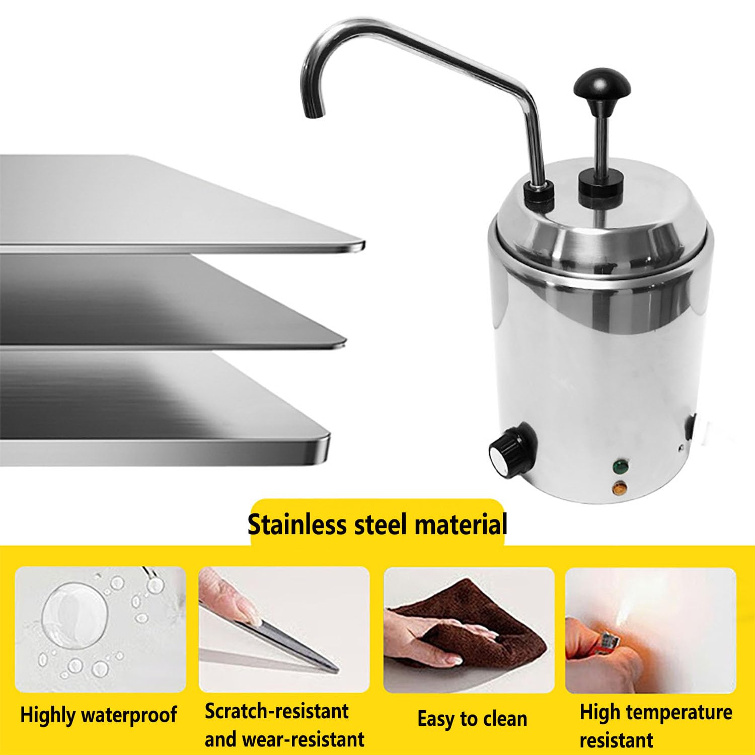 Máquina de templado de queso comercial con puerto de descarga ajustable de 360 grados, calefacción circulante, rango de 30-85 °C para dispensador de chocolate, mantequilla y queso caliente