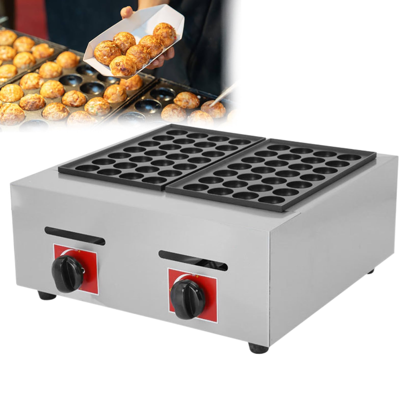 Máquina para Hacer Takoyaki a Gas: Moldes Especiales y Novedosos para Hacer Takoyaki en Forma de Bola de Pulpo, Paletas, Ebelskiver y Aebleskiver; Fácil de Limpiar,B