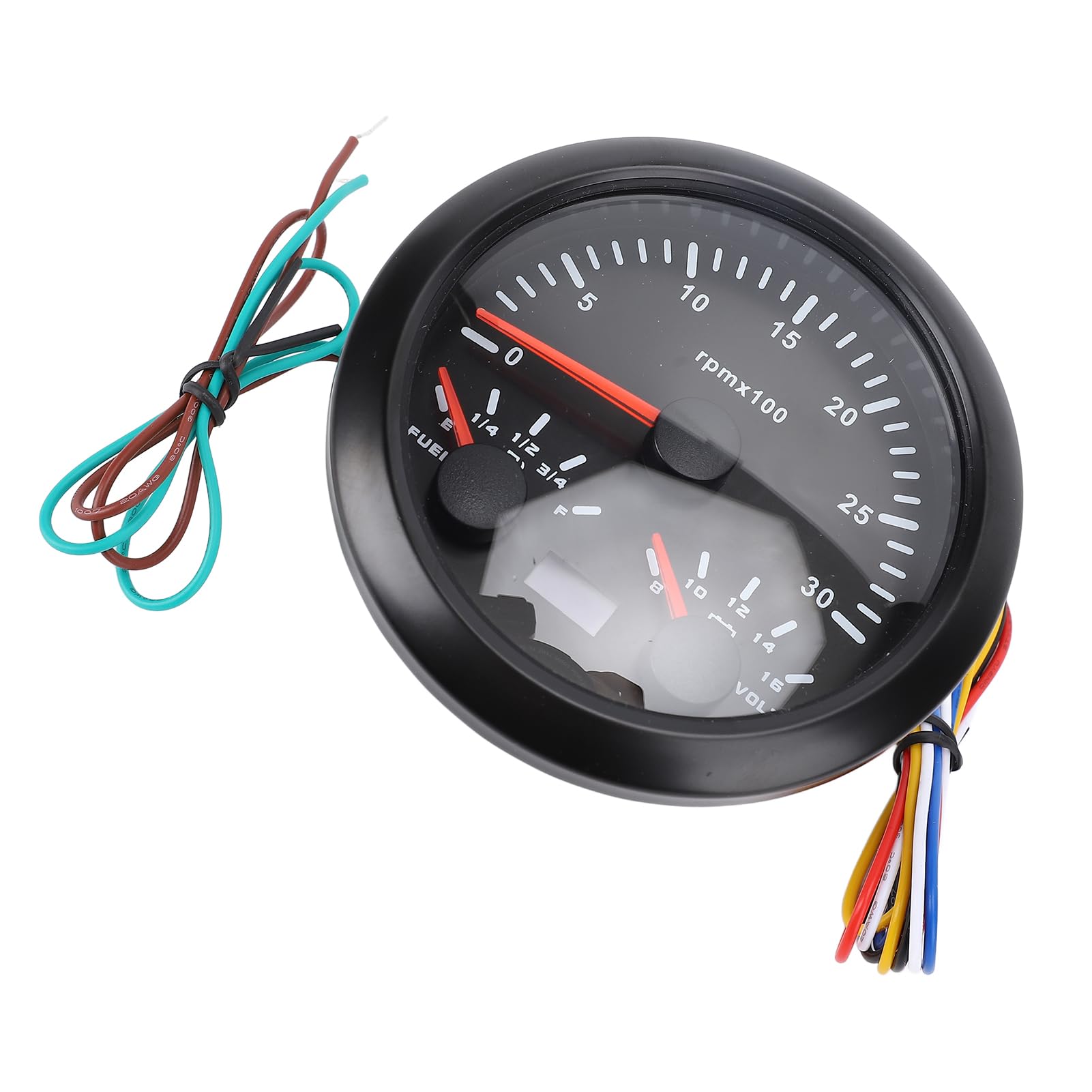 aqxreight 85 Mm Morski Tachometr 85 Mm Tachometr łodzi 3 w 1 Prędkościomierza 3000 Rpm Wskaźnik Napięcia Napięcia z 7 Kolorami Podświetlenie dla Ciężarówki RV Motocykl (aqxreightuap7gvo1th-12)