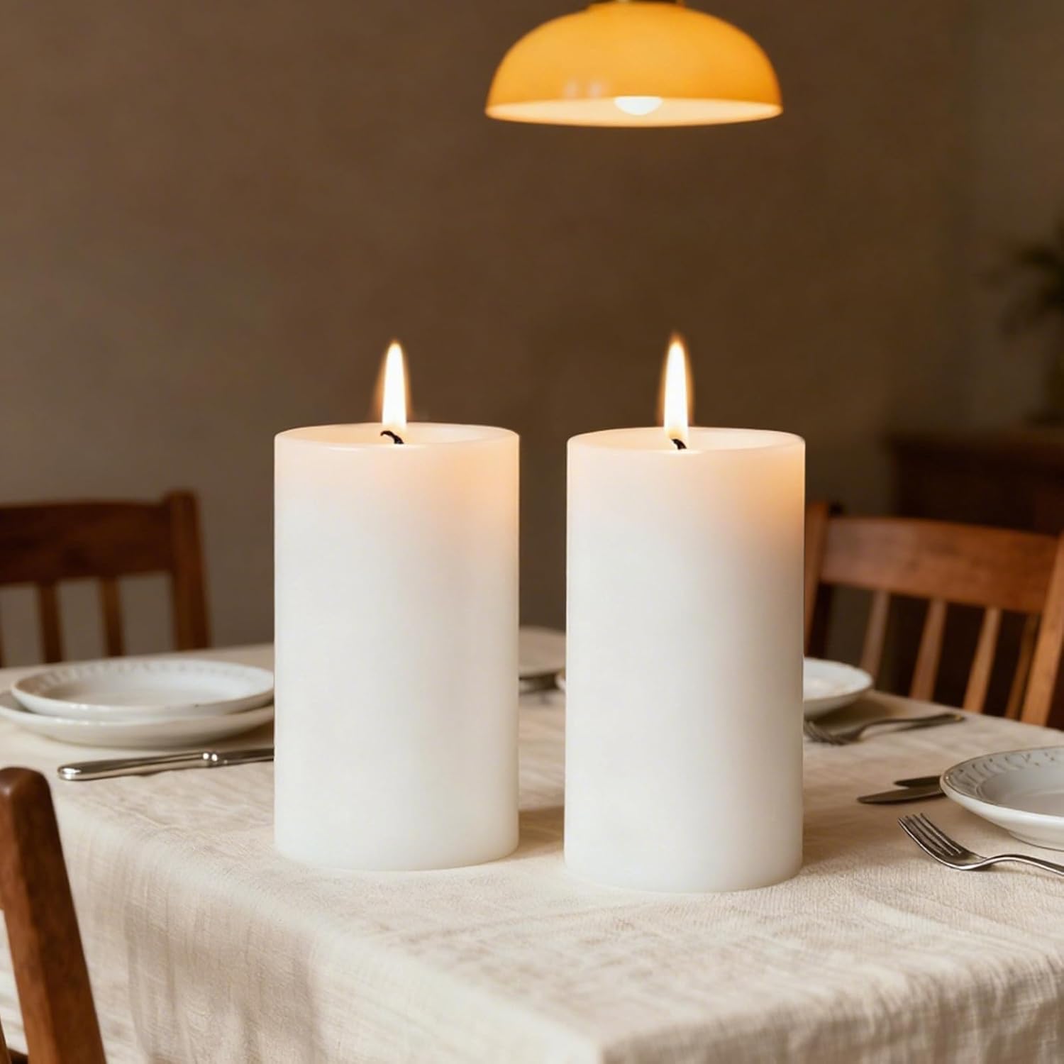 4x6 Inch White Pillar Candles, 2 Packs, 300-Hours Long Burning Time Totally, Unscented Large White Candles for Mantel Decor, Home Holiday Table Decor, Smokeless & Dripless - Image 7