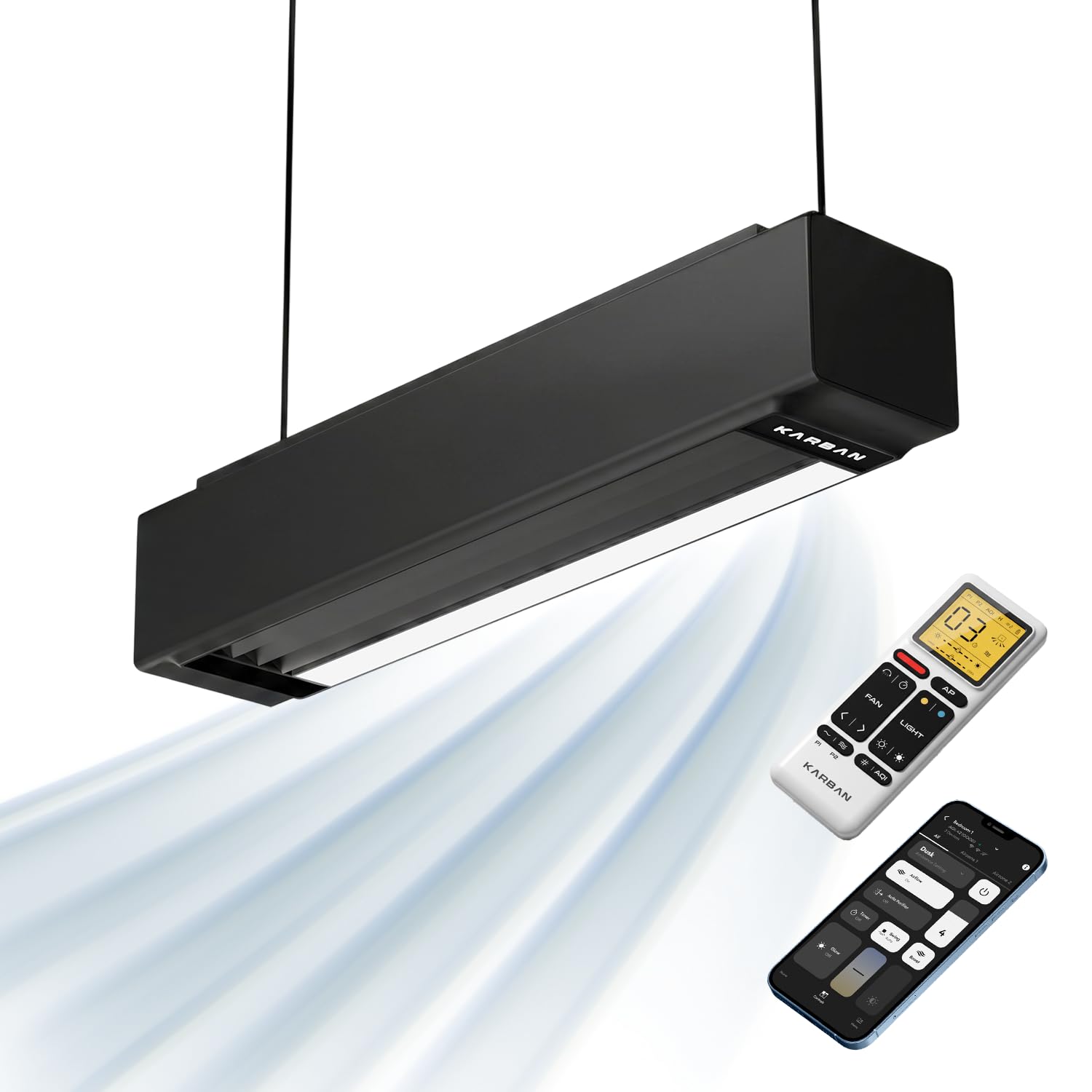 KARBAN Airzone Pure Smart Bladeless ceiling Fan & Air Purifier & Light – BLDC Fan | Real-Time AQI, App + Google/Alexa, Energy-Efficient, remote control | 6 Speed | Swing Mode | Black-image-23