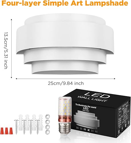 Miniatura 5 de SHANGSKY Juego de dos apliques de pared, apliques de iluminación para interiores, lámparas de pared para sala de estar, pasillo, escalera,