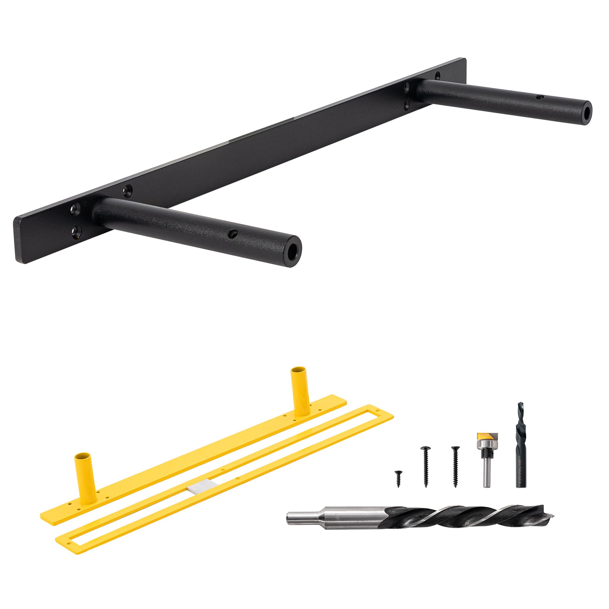 Firmetal Floating Shelf Brackets, 22 inch Premium Kit, Matte Black, Alloy Steel, Wall Mount