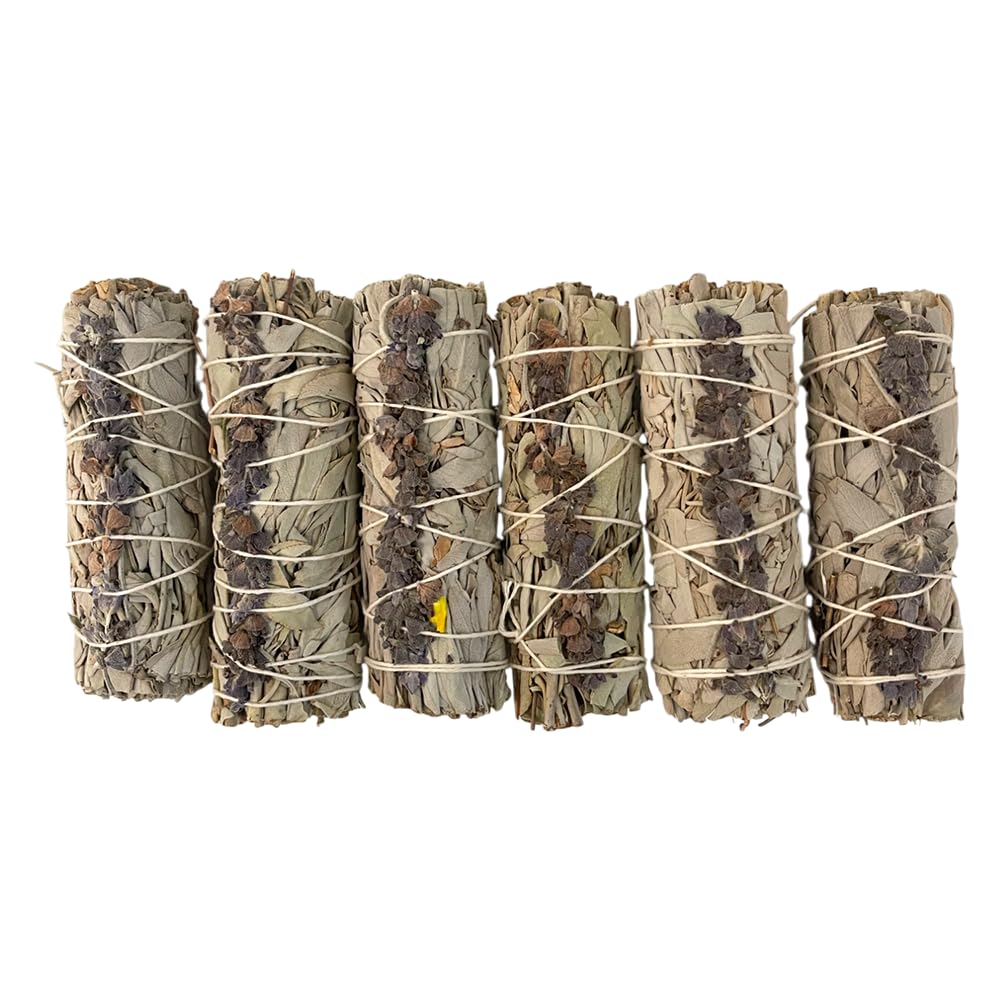 Smudge Stick, White Sage and Lavender 4", Pack of 6
