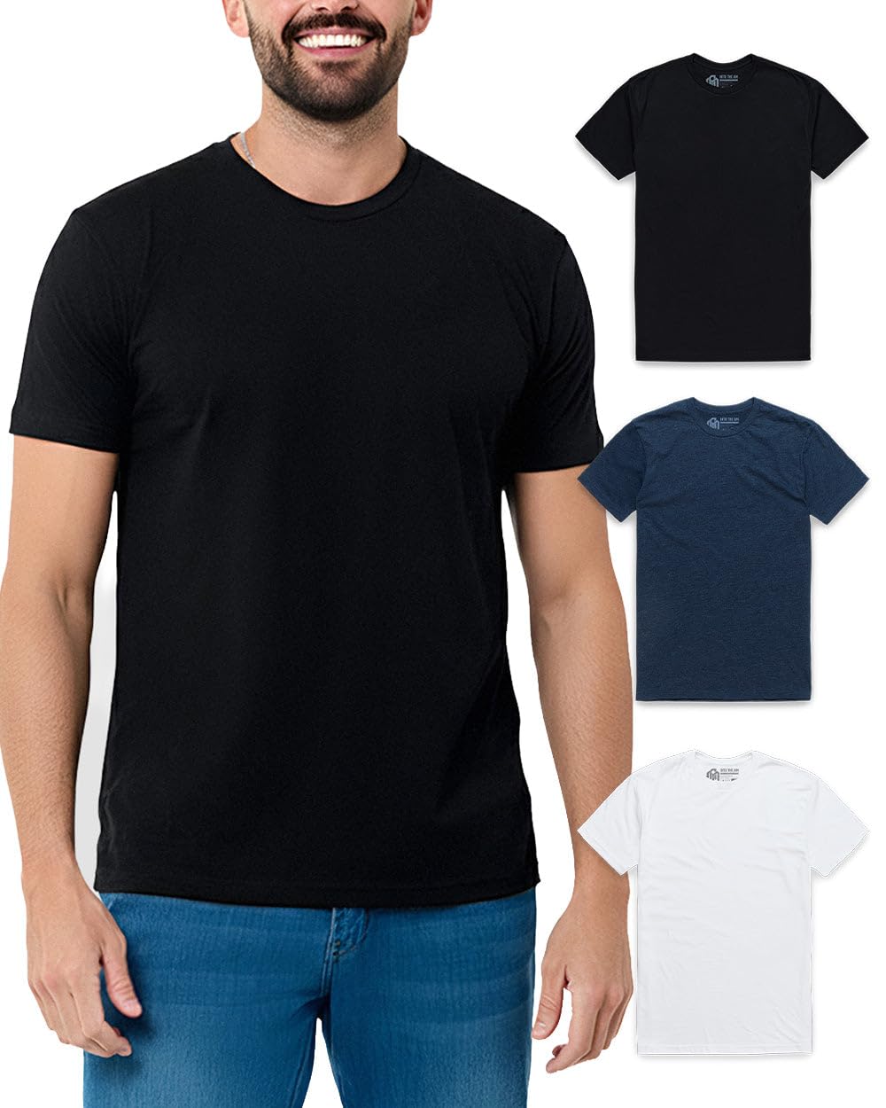 INTO The Am, Camiseta Suave y Ajustada de Manga Corta y Cuello Redondo para Hombre, S-XXXXL, Large