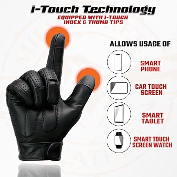Milwaukee Leather Men's Leather and Mesh Motorcycle Gloves - Breathable, Adjustable Wrist, Riding Gloves - MD