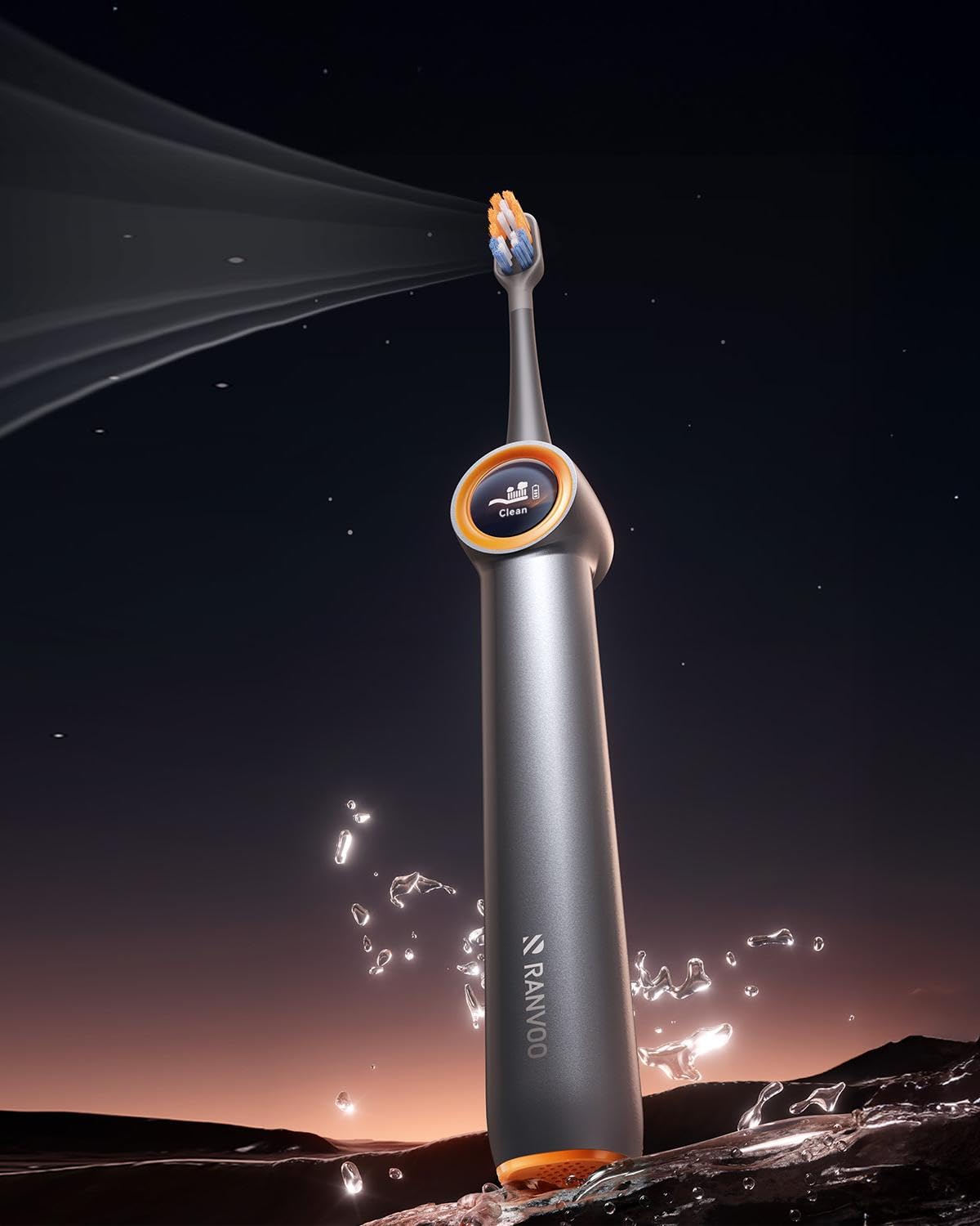 RANVOO [Vibrating & Flossing 2-in-1] AirJet Bubble Sonic Electric Toothbrush, 100% Plaque Removal, Whiter for Adult Protect Gum Orthodontic Teeth Clean Rechargeable Gift with 2 Soft Brush Heads Grey