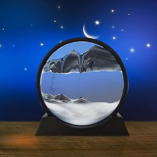 Miniatura 1 de Sand Art - Movimiento líquido, reloj de arena móvil 3D, paisaje natural, pintura redonda de arena movediza de 7 pulgadas, sala de estar, escritorio,