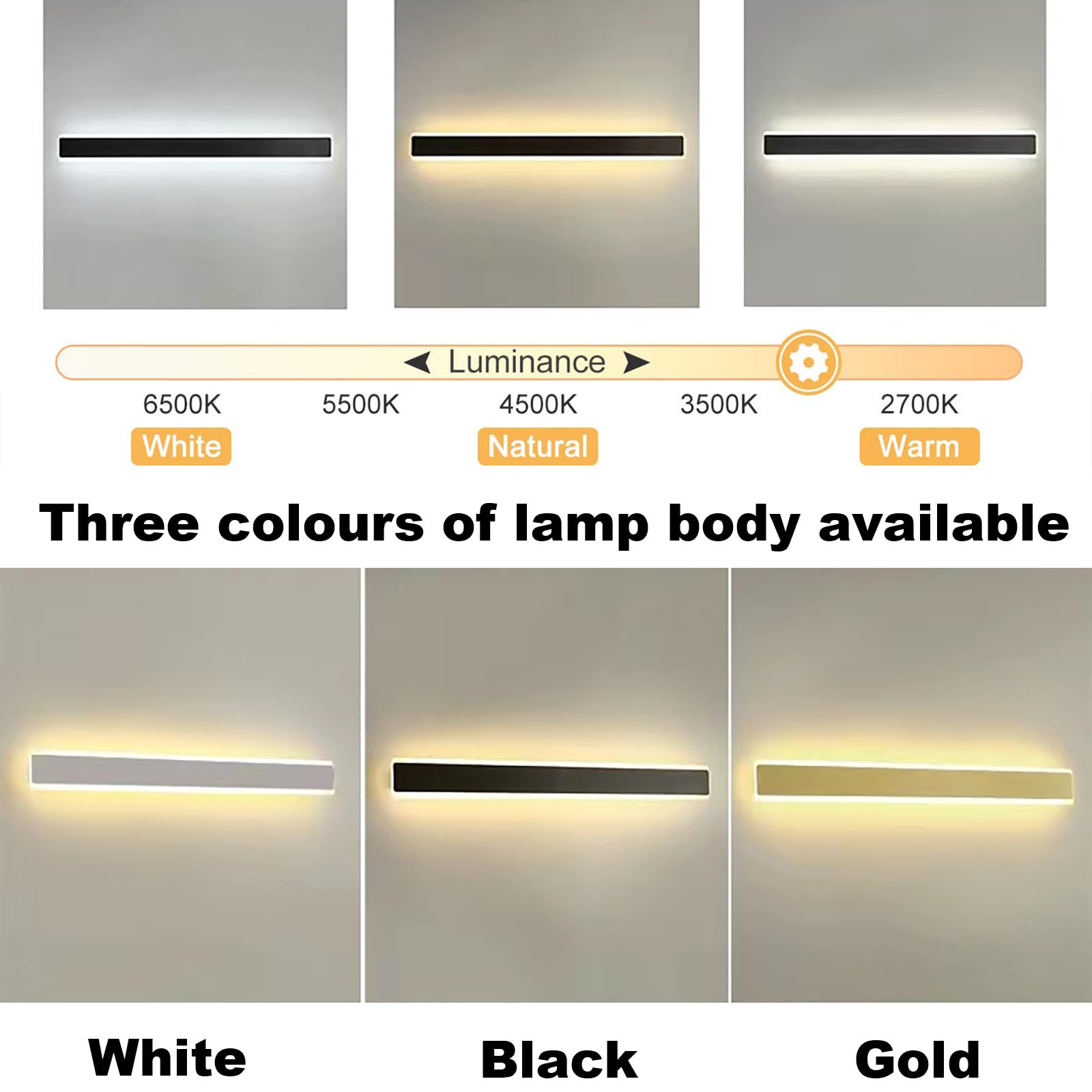 Dimmbare LED Wandlampe mit Fernbedienung Wandleuchte Modern Dimmbar Smart Wandlampe für Treppenhaus Wohnzimmer Schlafzimmer Treppen usw Warmweiß Kaltweiß Neutralweiß (2700K-6500K) (Schwarz,200CM)