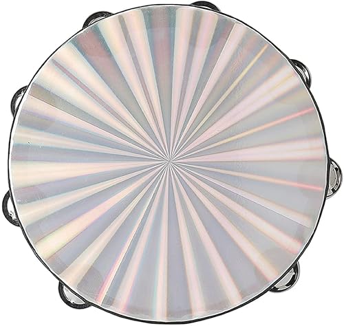 Miniatura 2 de Musfunny Pandereta Radiante de 10 pulgadas para Adultos Cascabeles de 2 Filas Panderetas Reflectantes Tambor de Mano Instrumento Musical para