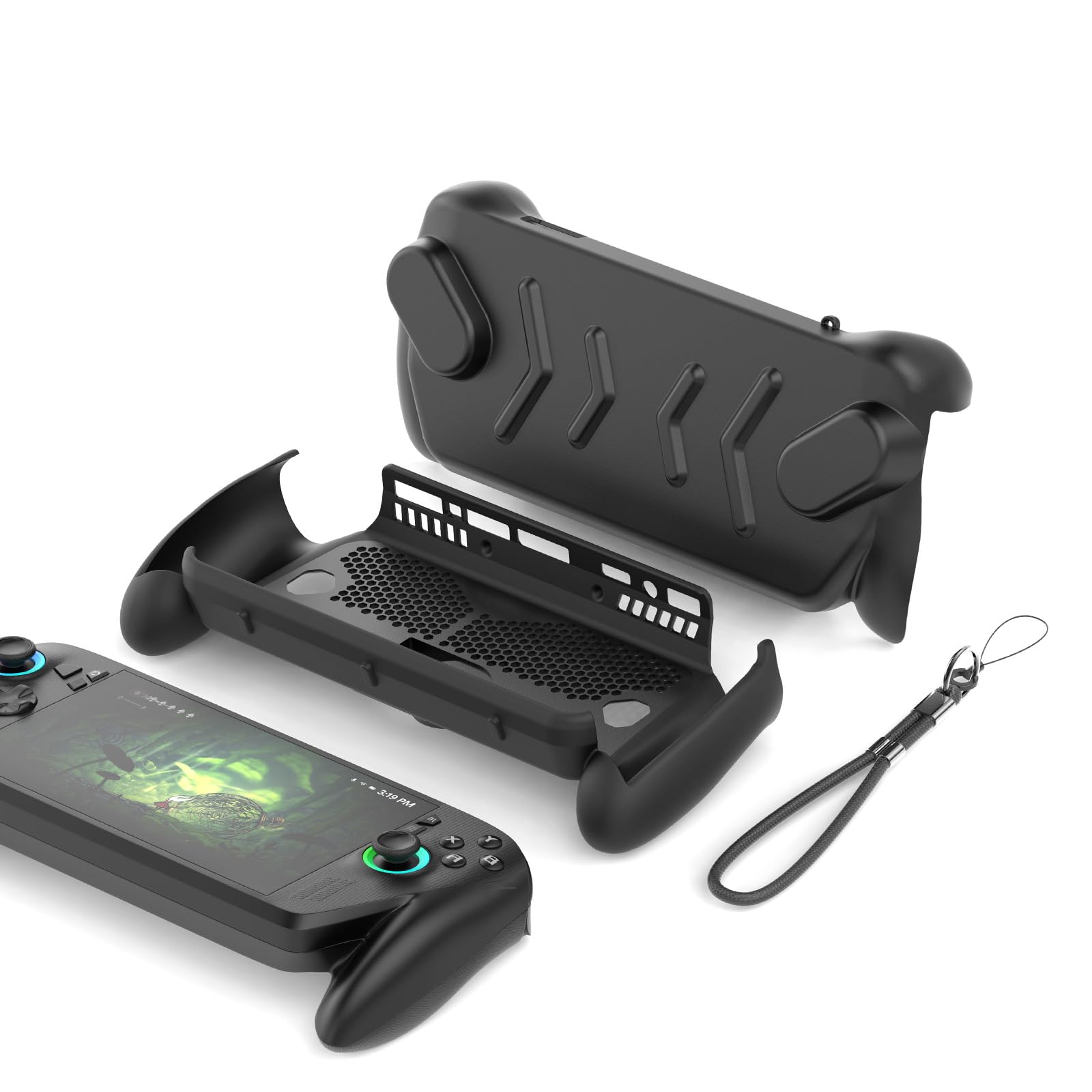 Zestaw Ochronnych Etui do ASUS ROG Xbox Ally X Konsoli do Gier 2025,ROG Xbox Ally Gaming Handheld Etui z Odłączaną Przednią Obudową,Tylnym Futerał Stojakiem i Paskiem,Czarny