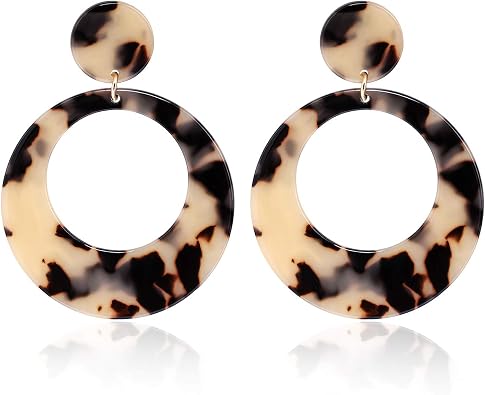 Acrylic Earrings For Women Statement Geometric Earrings Resin Acetate Drop Dangle Earrings Mottled Hoop Earrings Fashion Jewelry