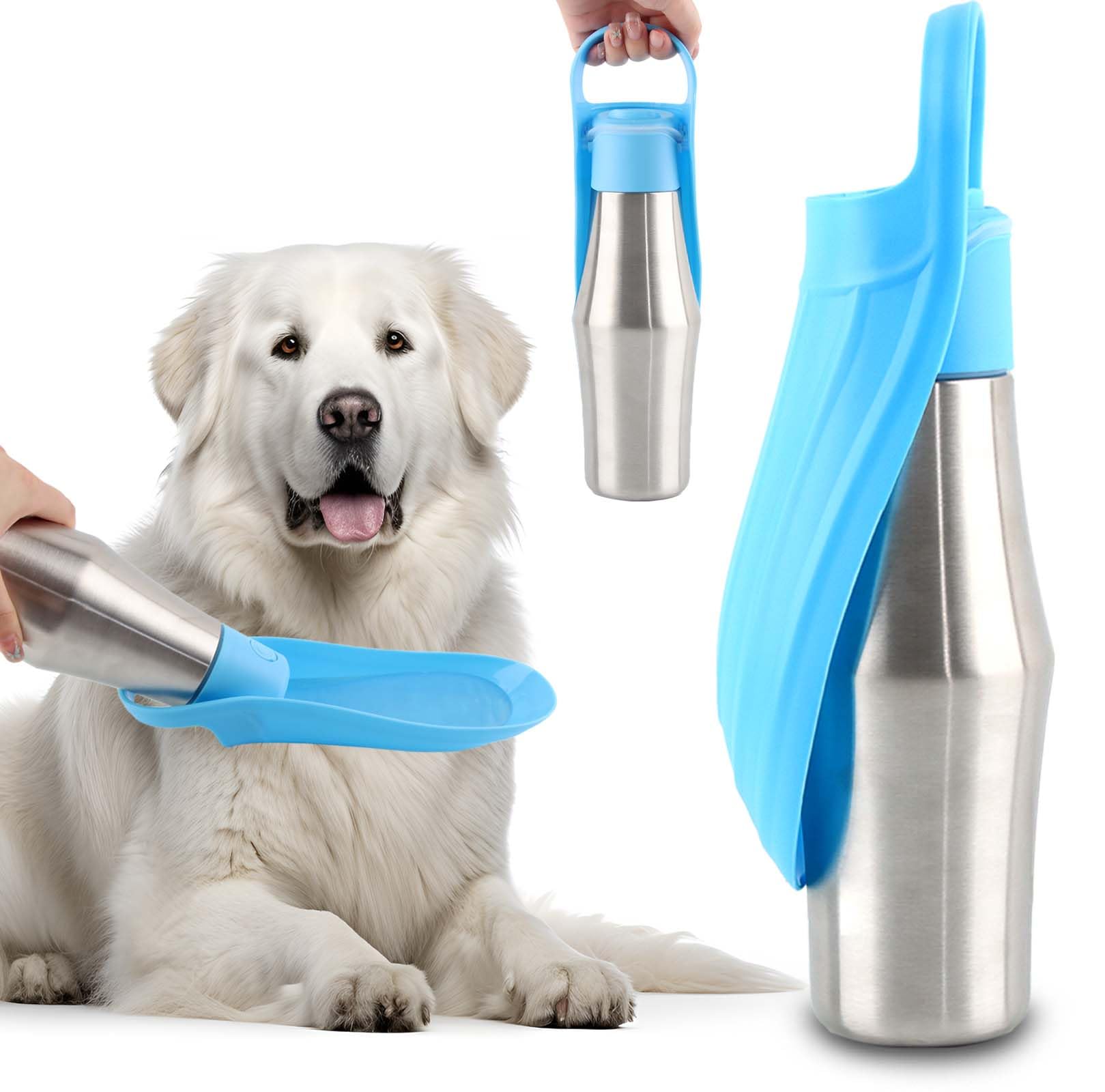 Botella de Agua Portátil para Perros, Taozoey 750ml Botella de Perro Plegable, Antibacteriano y a Prueba de Fugas para Actividades al Aire Libre Botella de Agua para Perros (Azul, 750 ml)
