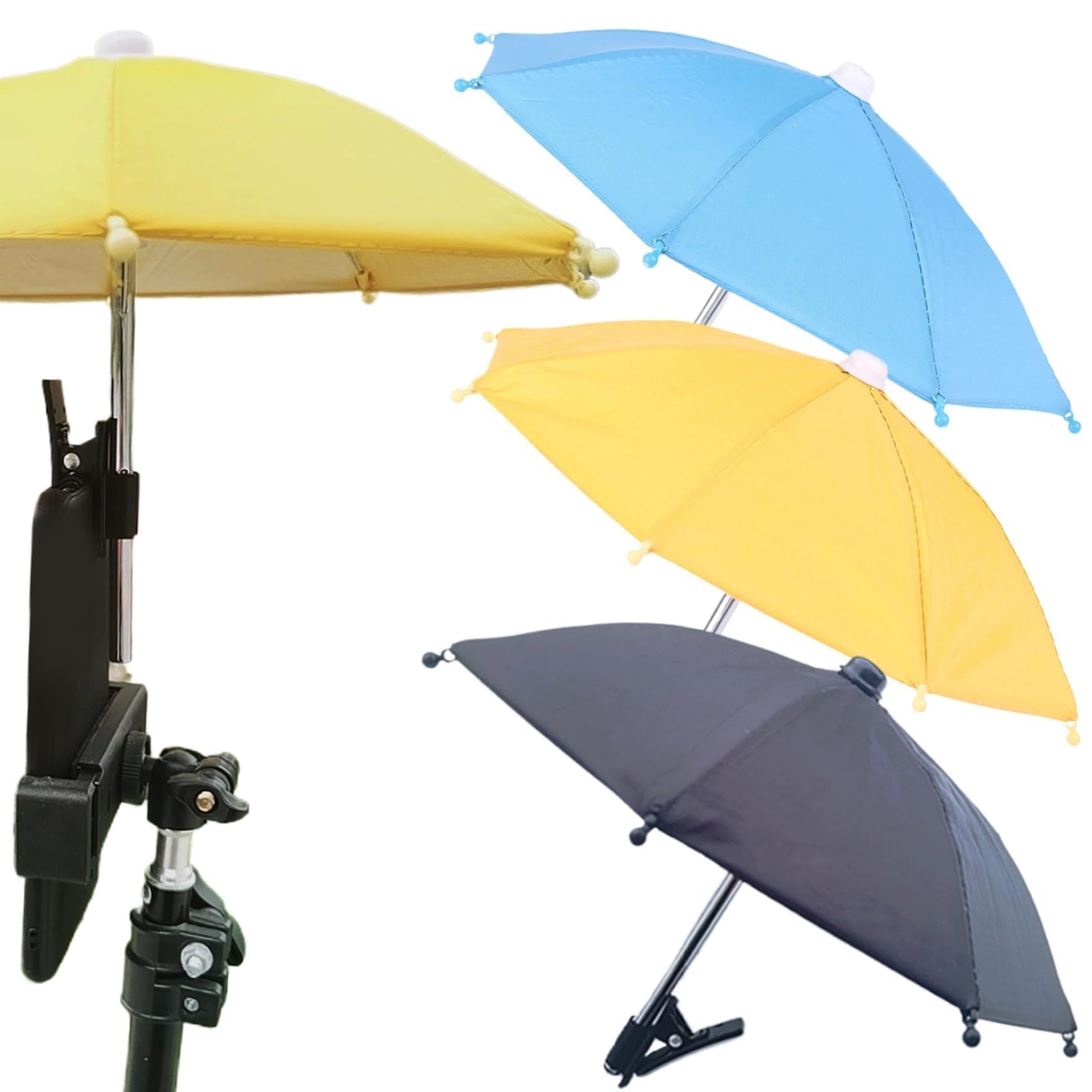 Parapluie de téléphone contre l'écran noir au soleil pour diffuser en extérieur