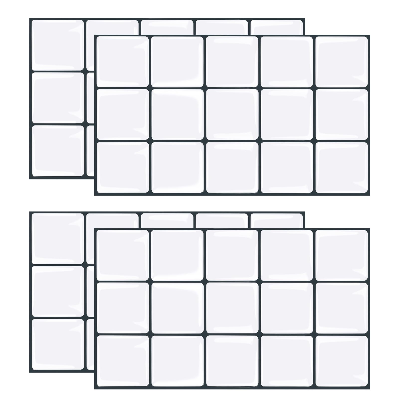 KiKiHong 4er-Set Fliesenaufkleber Küche,3D 3D Wandpaneele Selbstklebend für Küche/Bad,Kein Kleber Nötig,Weißer schwarzer Rahmen Metro-Fliesen(30x15 cm)
