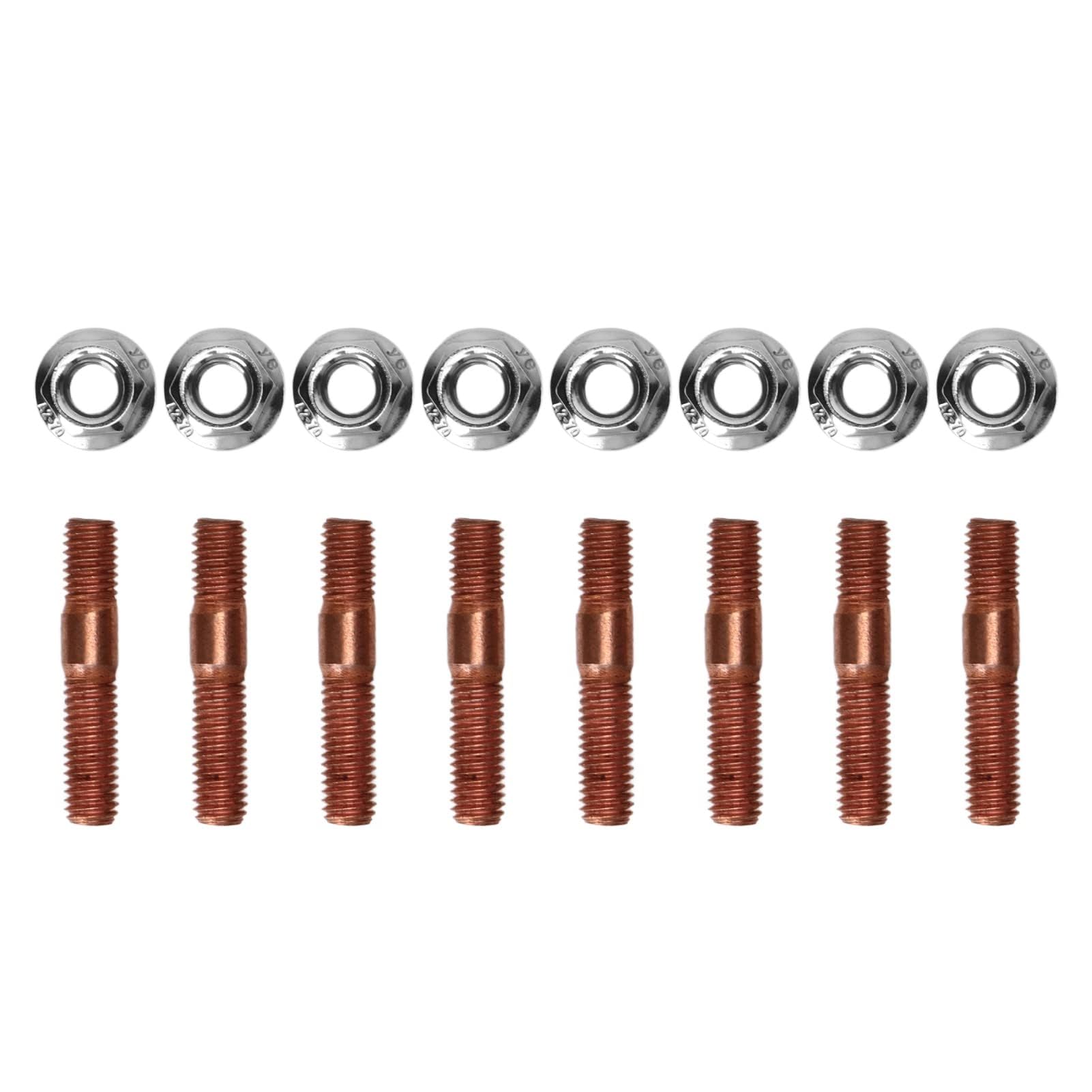 Kit de Goujons Allongés pour Collecteur D'admission, 8 Pièces M8 1,25 Kit de Goujons Turbo Filetés 8 Mm en Alliage Métallique Résistant à la Haute Pression pour Collecteur D'échappement