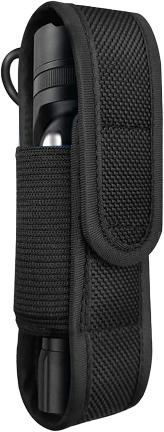Torch Carry Case - Three-Layer Bonding Nylon Cloth LED Flashlight Protective Cover | Outdoor Waist Flashlight Leather Case for Mountaineering, Fishing, Hunting, Camping and Cycling