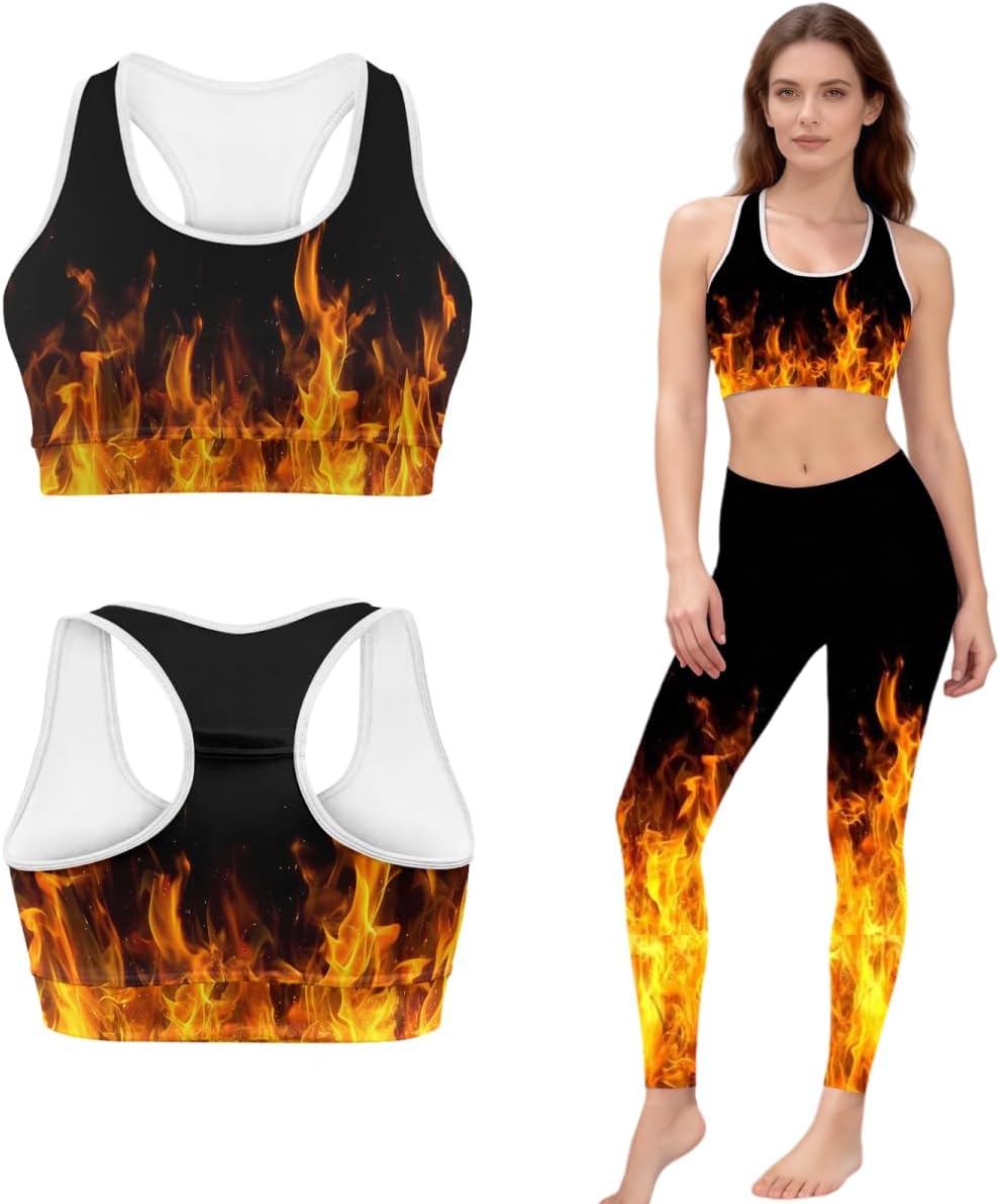Workout Set for Women Running Leggings and Sports Bra Sexy Seamless Leggings Yoga Gym Activewear Set