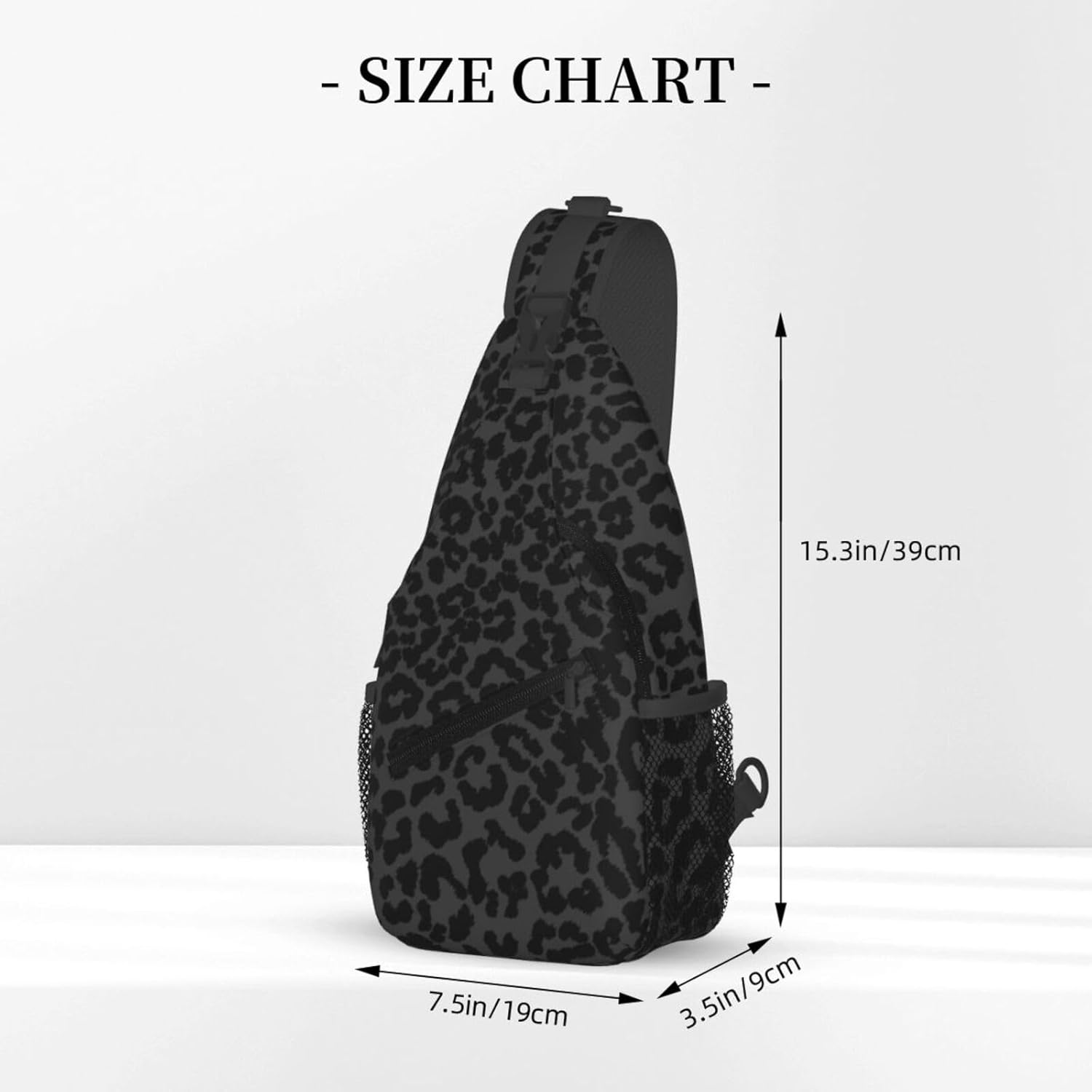 Black Leopard Print Sling Bag Abstract Spotted Fur Cheetah Pattern Crossbody Backpack Cute Wild Animal Skin Texture Chest Shoulder Bag Casual Gym Sports Travel Hiking Daypack for Women Men - Image 3