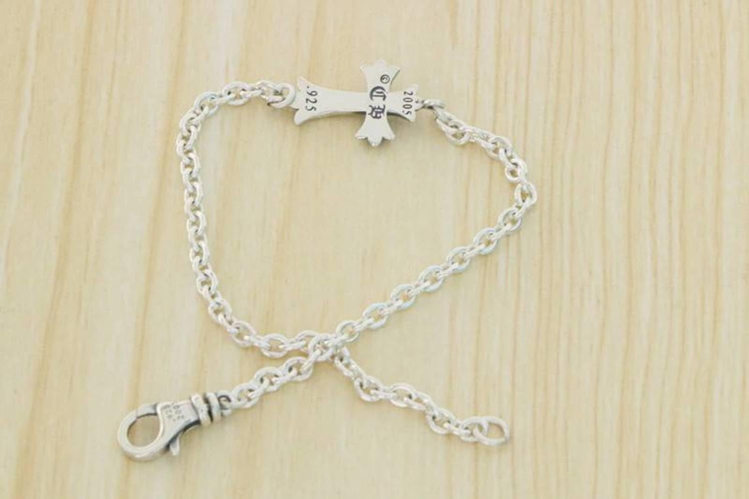 LLXYWJ Bracciale Punk Fashion People Cento croci Bracciale per Uomo e Donna Argento Sterling 925 con Vecchio intarsio personalità Hip-Hop Coppia Gioielli a Mano