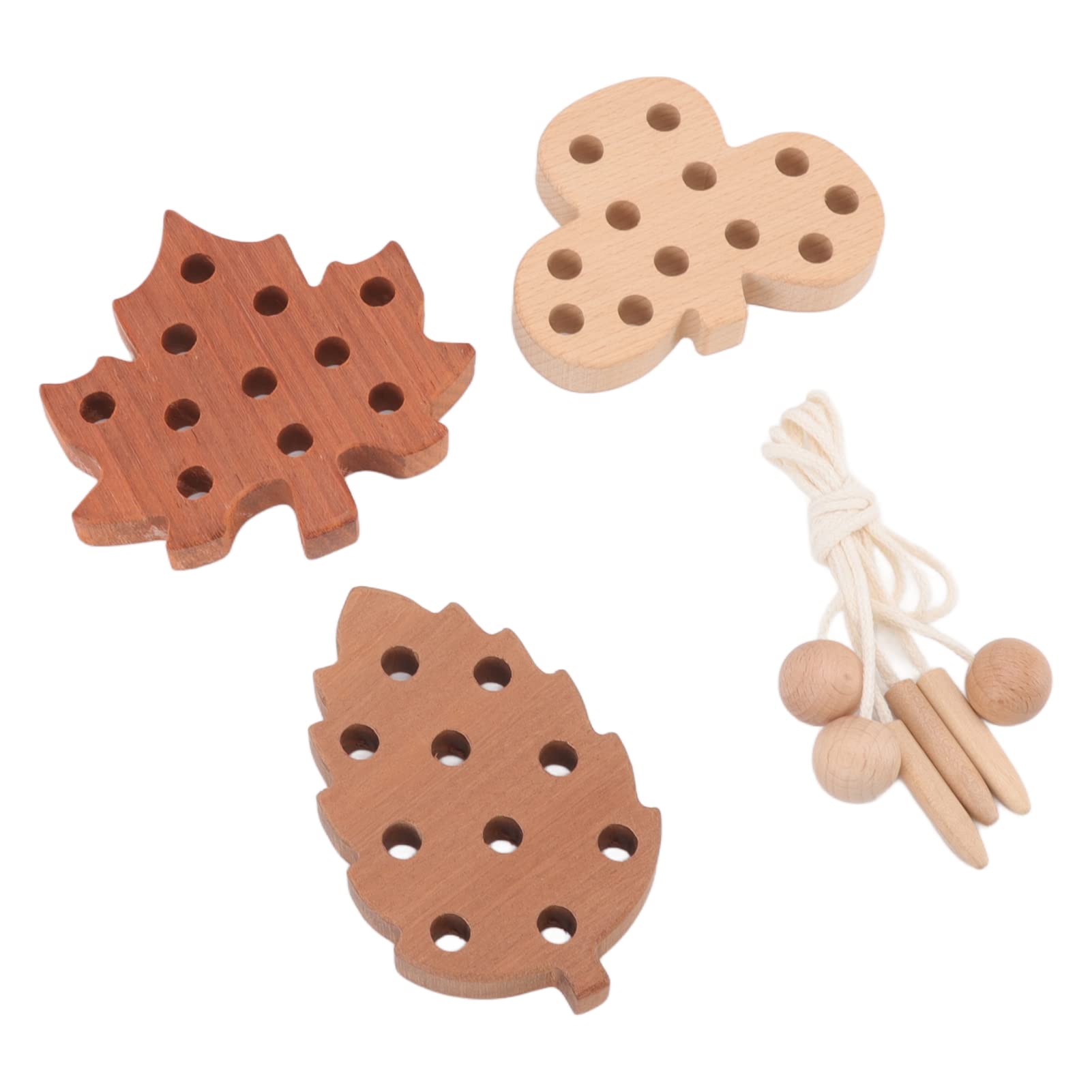 Yinhing Wooden Threading Leaves Toys Set for Kids Educational Game Thickened Large Piece Early Learning Recognization Toy Kit