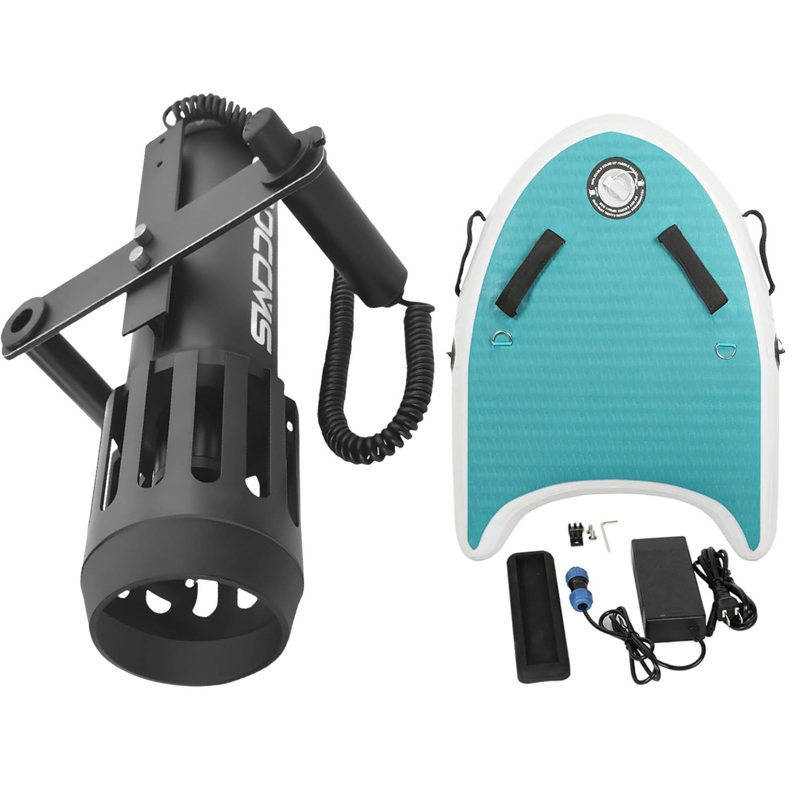 JozyJul Underwater Propeller 700W 7000mAh, Sea Scooter for Kayak SUP, Electric Dive Booster, 2 Speed Water Scooter for Adults Snorkeling WithPaddles