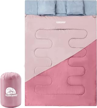 Double Sleeping Bag for Adults Kids, Lightweight 2 Person Sleeping Bag
