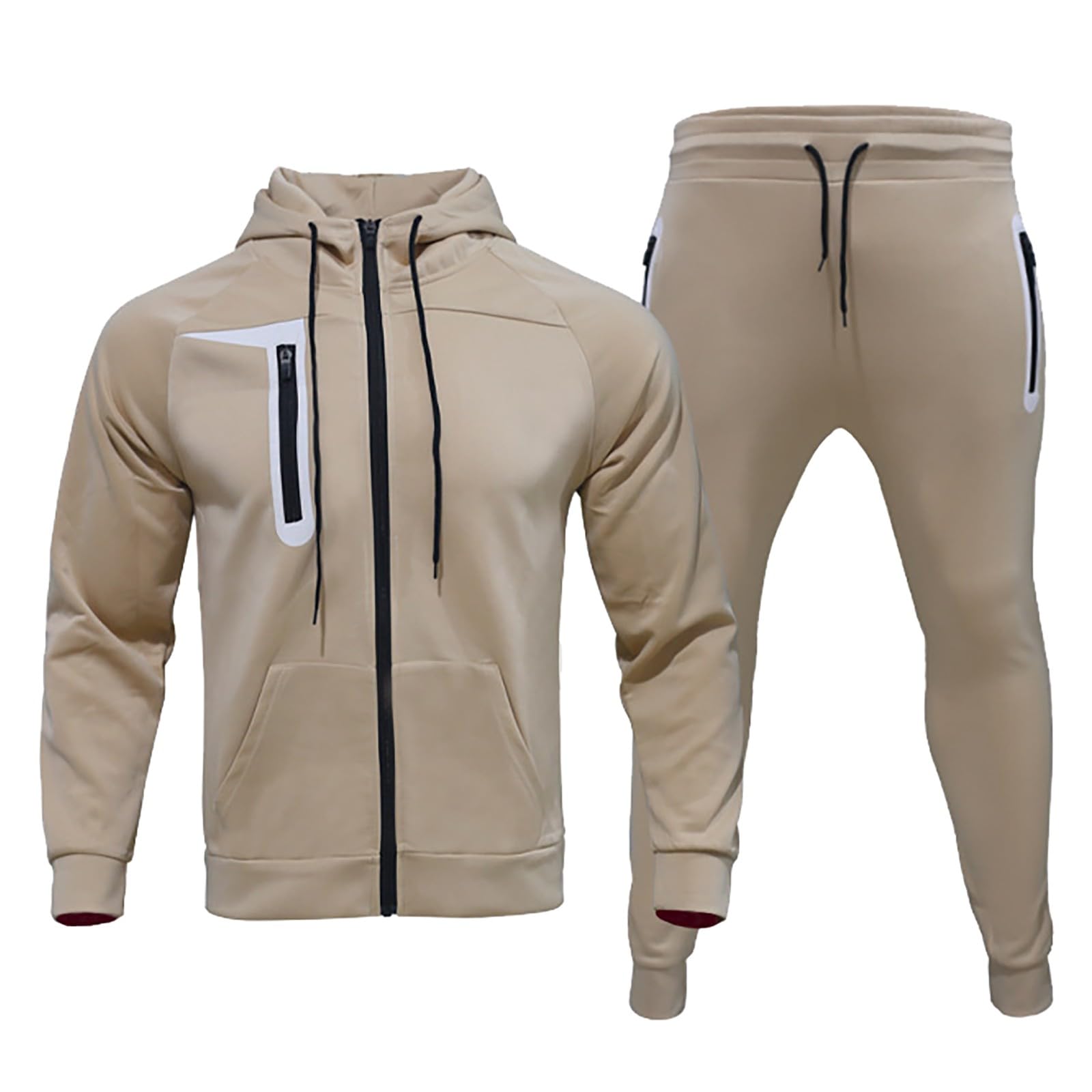 Tuta da uomo con zip intera, felpa con cappuccio e pantaloni, tuta da uomo