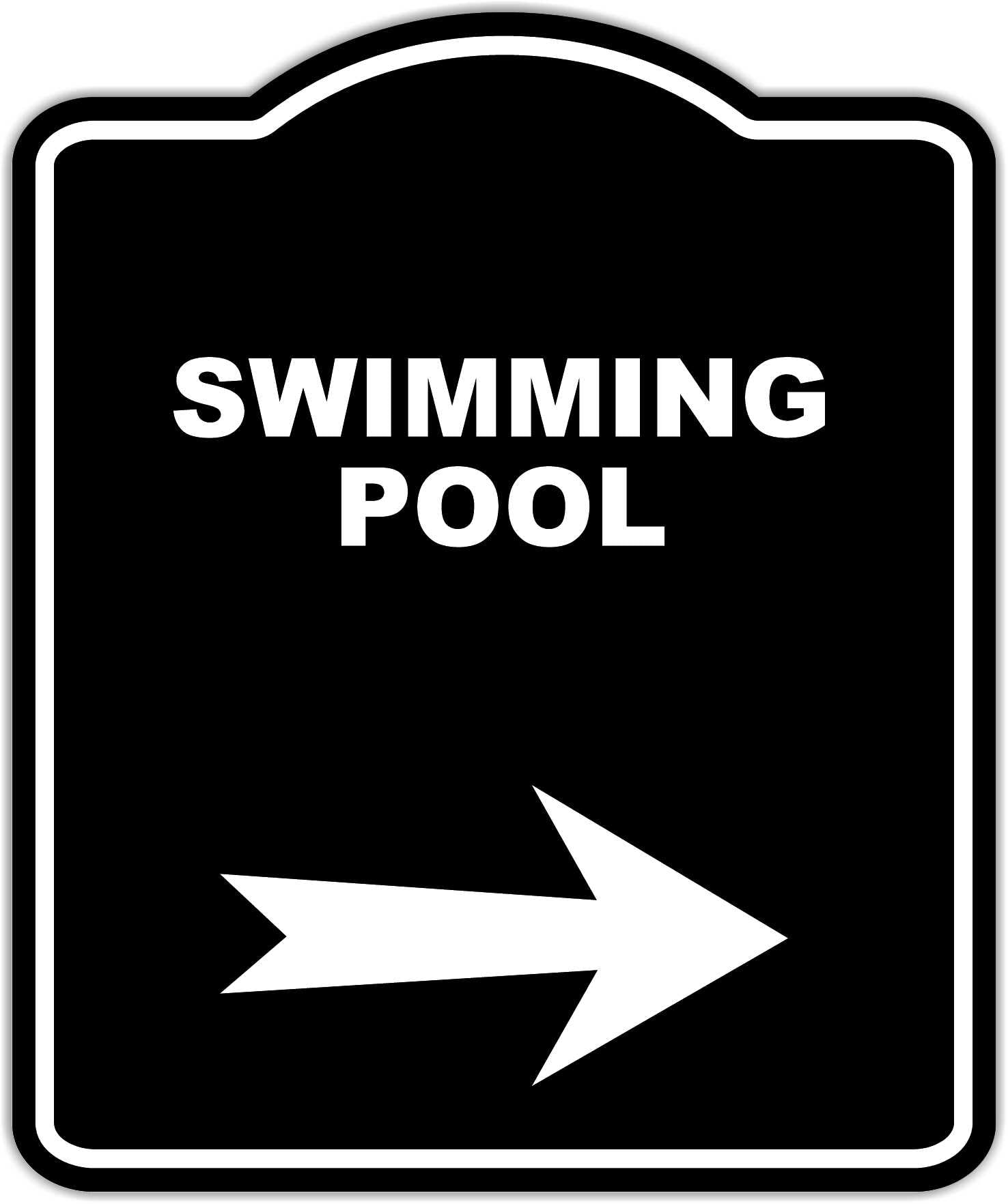 SWIMMING POOL Black Sign Arrow Right Aluminum Composite Sign 15 x 18 inches