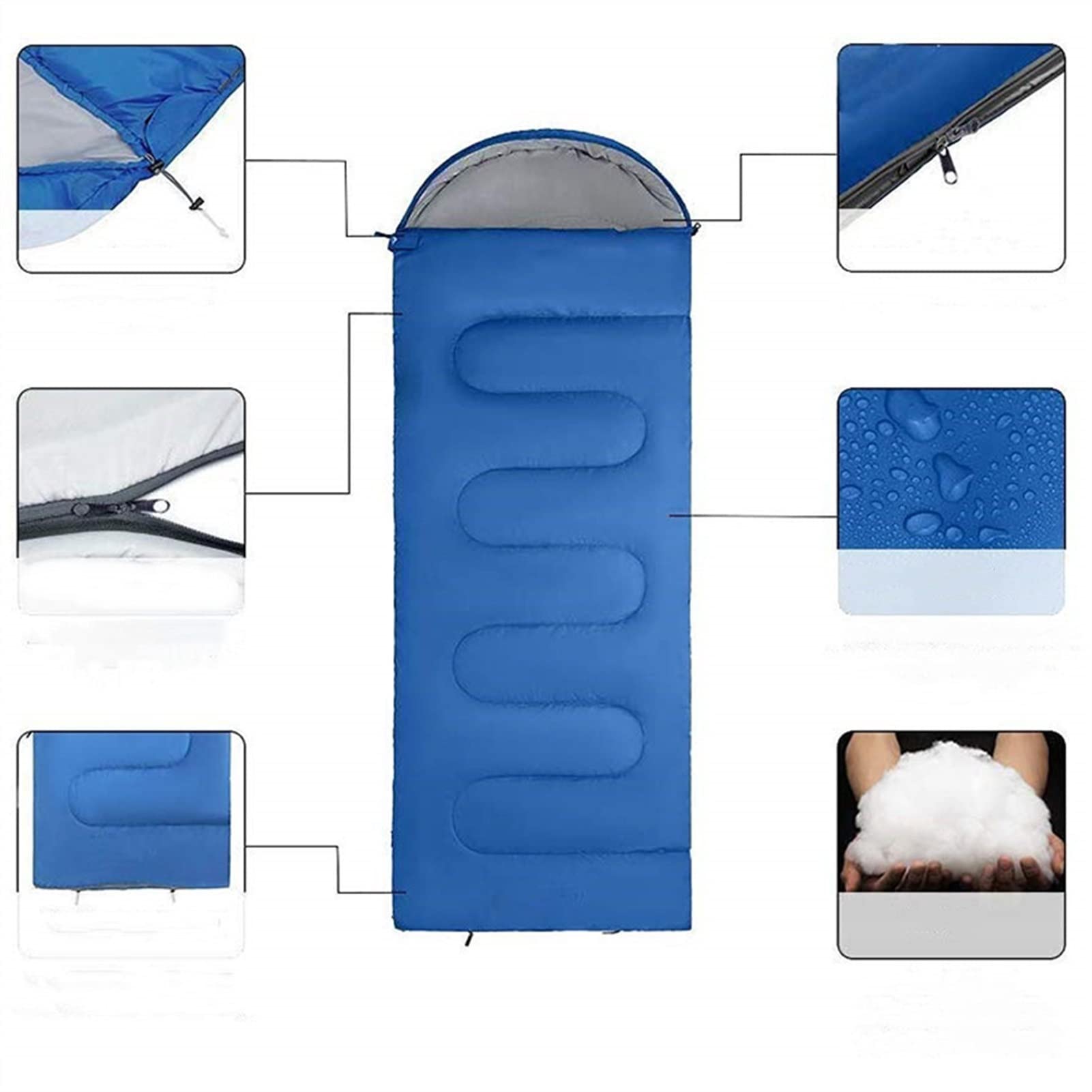 Outdoor Camping Śpiwór Wodoodporny Camping Piesze wycieczki Koperta Śpiwór dla dorosłych dzieci z plecakiem (Kolor: zieleń wojskowa)