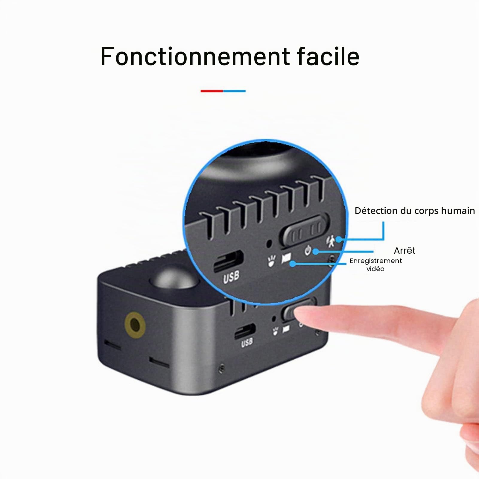 Mini Caméra Portable MD29, Objectif Grand Angle HD 1080p, Nocturne Automatique, Enregistrement Vidéo PIR, Longue Durée de Veille, Support Universel